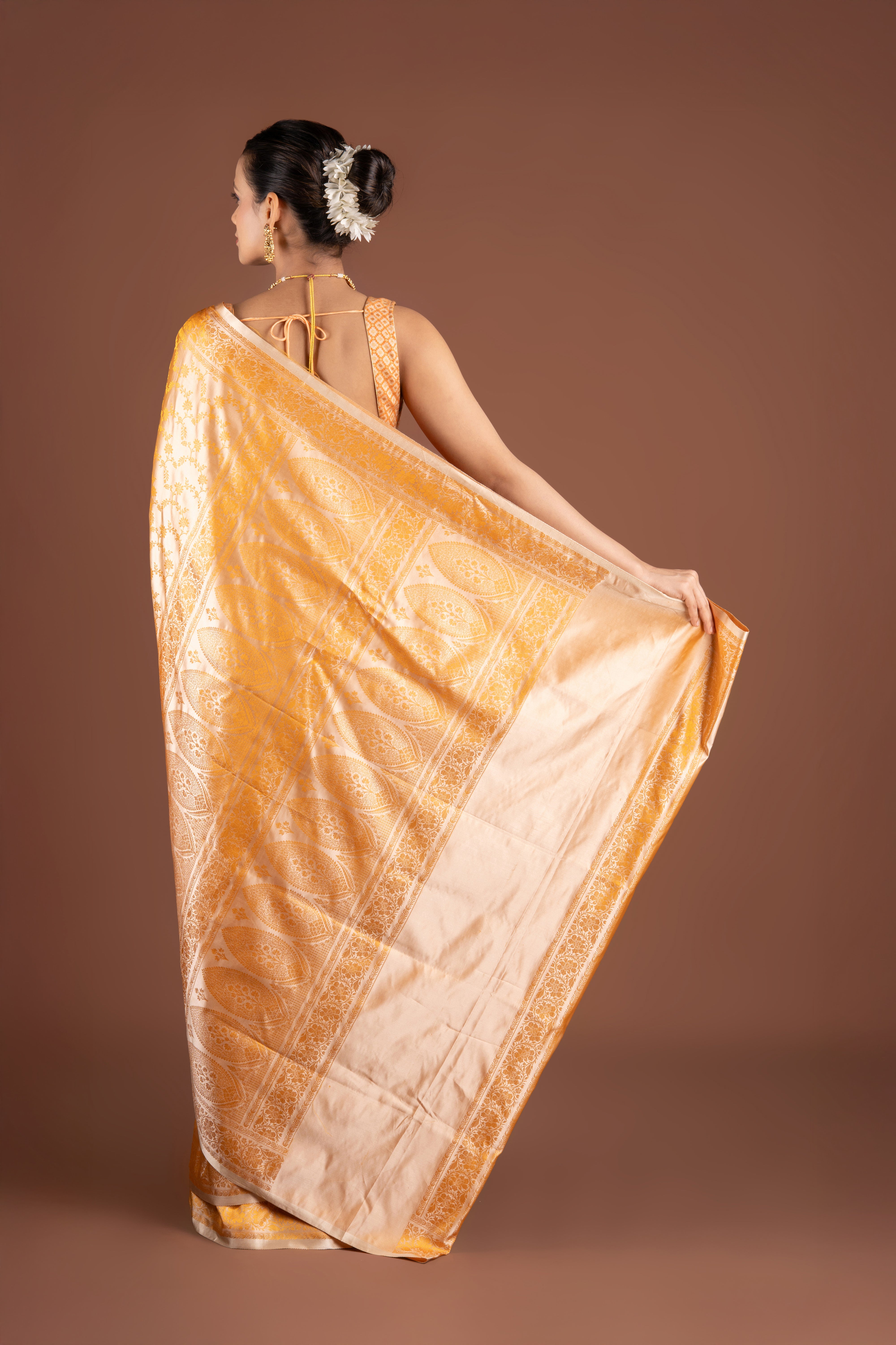 Orange Soft Silk Banarasi Saree