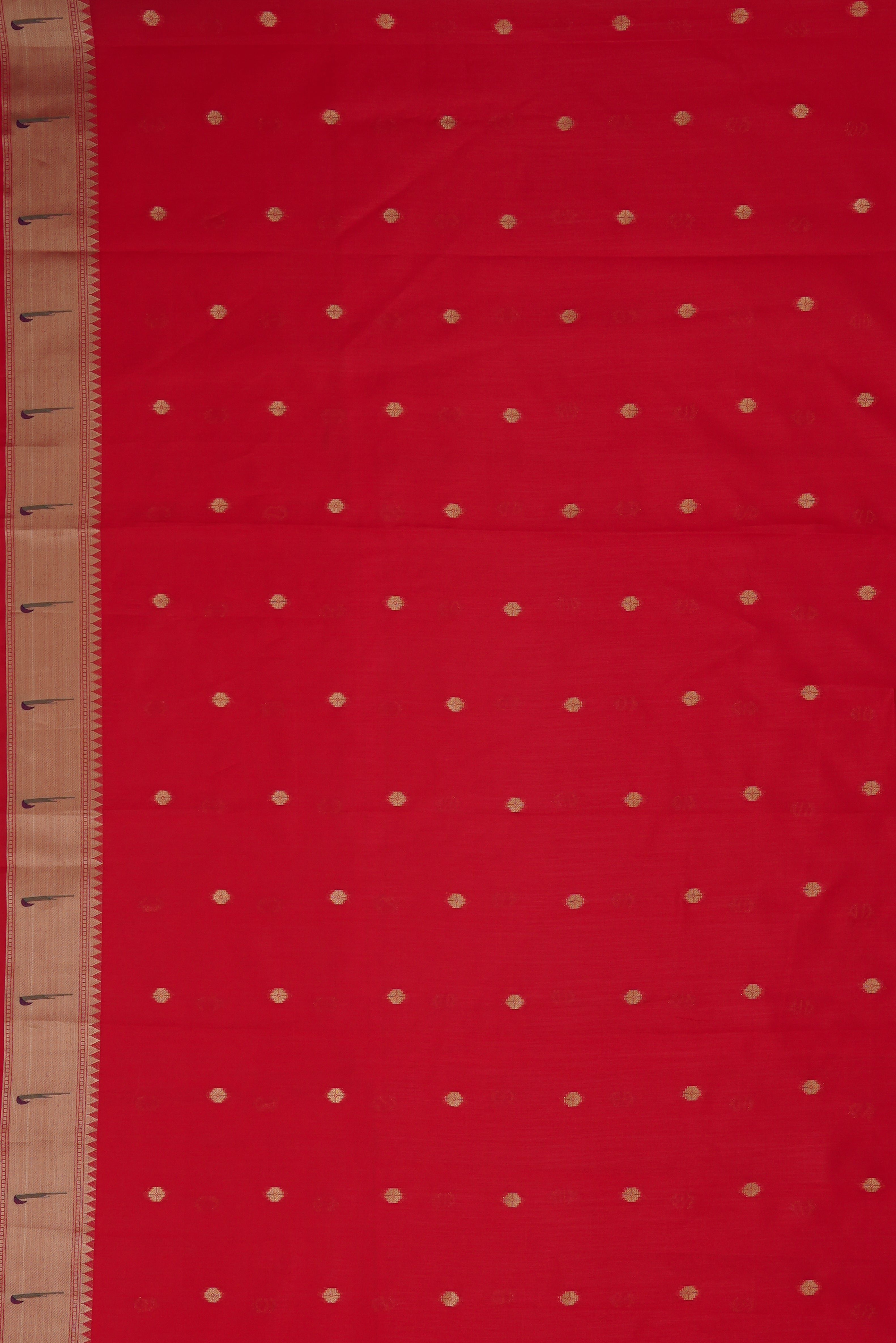 Red Tussar Silk Paithani Saree with Munya Border and Kamdhenu Pallu