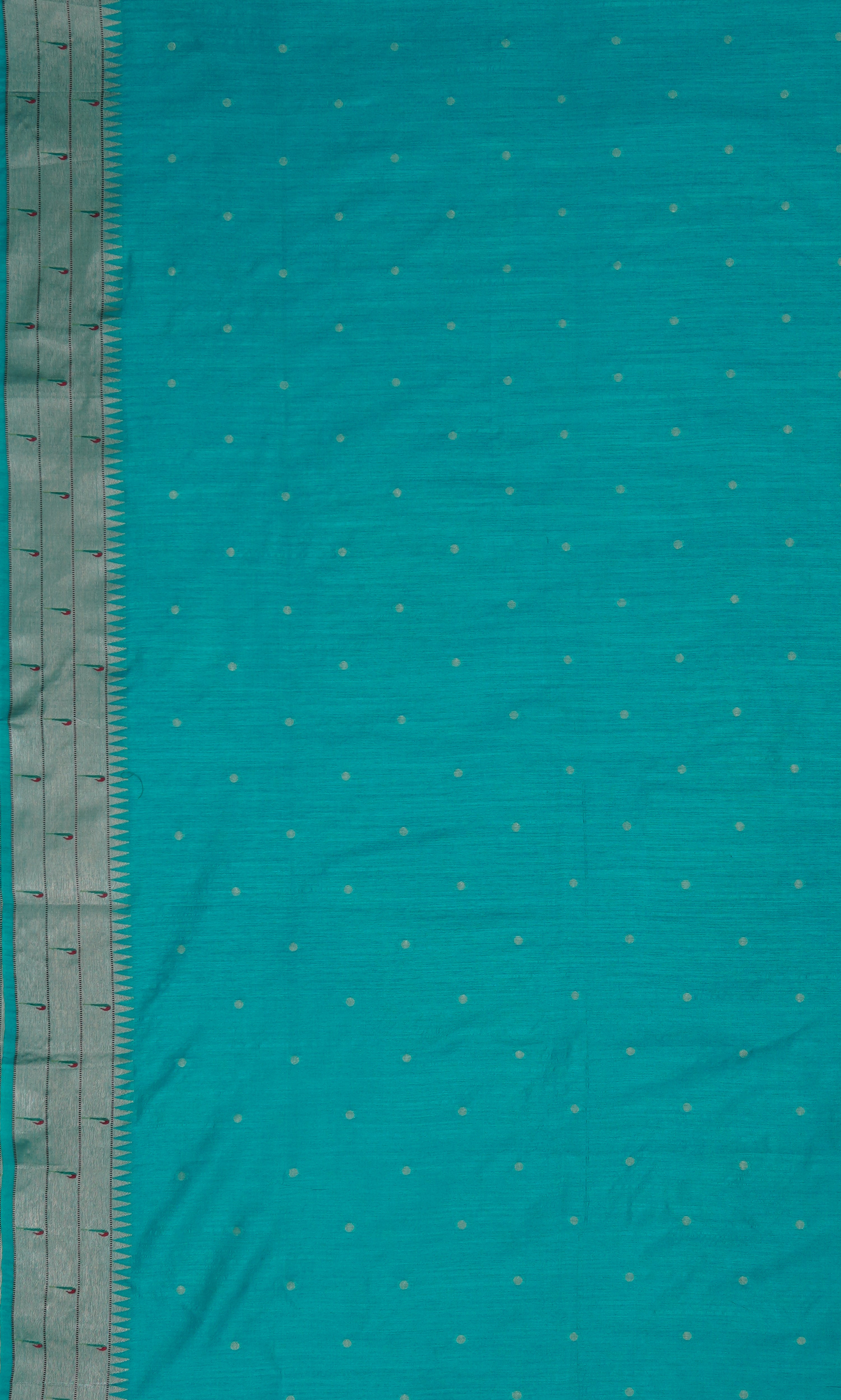 Peacock Blue Tussar Silk Paithani Saree with Triple Munya Border