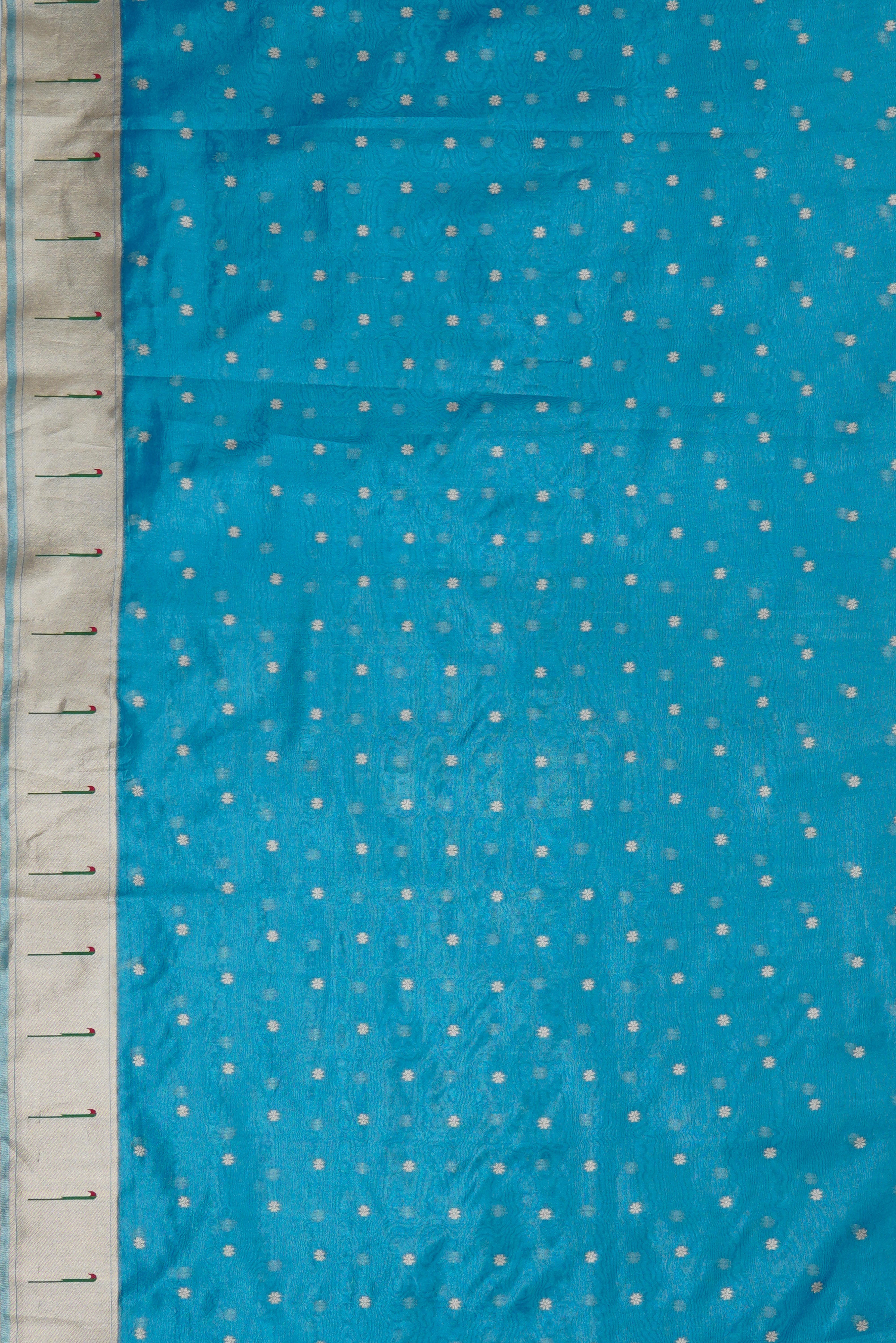 Blue Tissue Silk Paithani Saree with Munya border and Kamdhenu Pallu