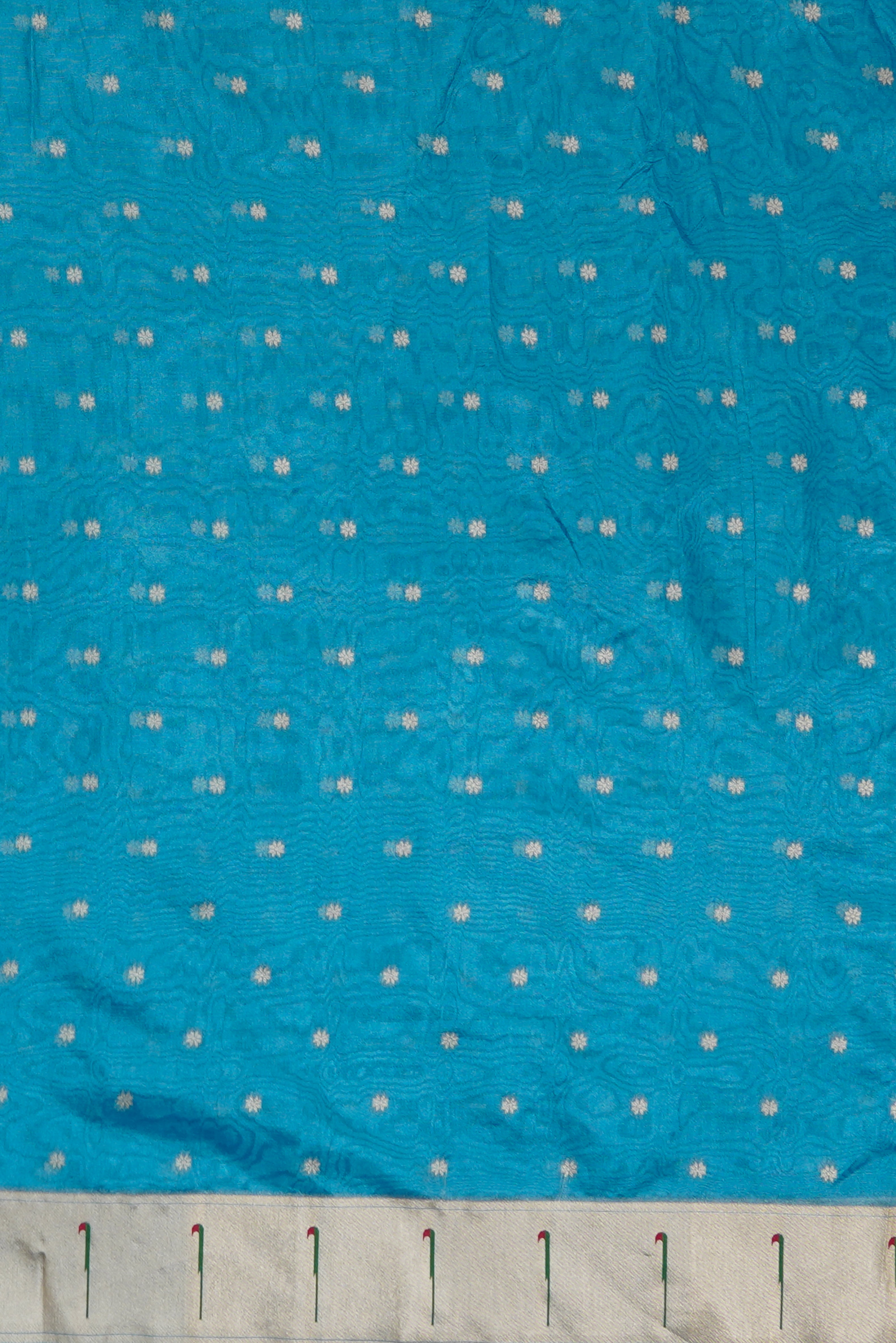 Blue Tissue Silk Paithani Saree with Munya border and Kamdhenu Pallu
