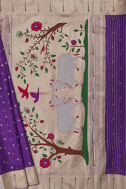 Purple Tissue Silk Paithani Saree with Munya border and Kamdhenu Pallu