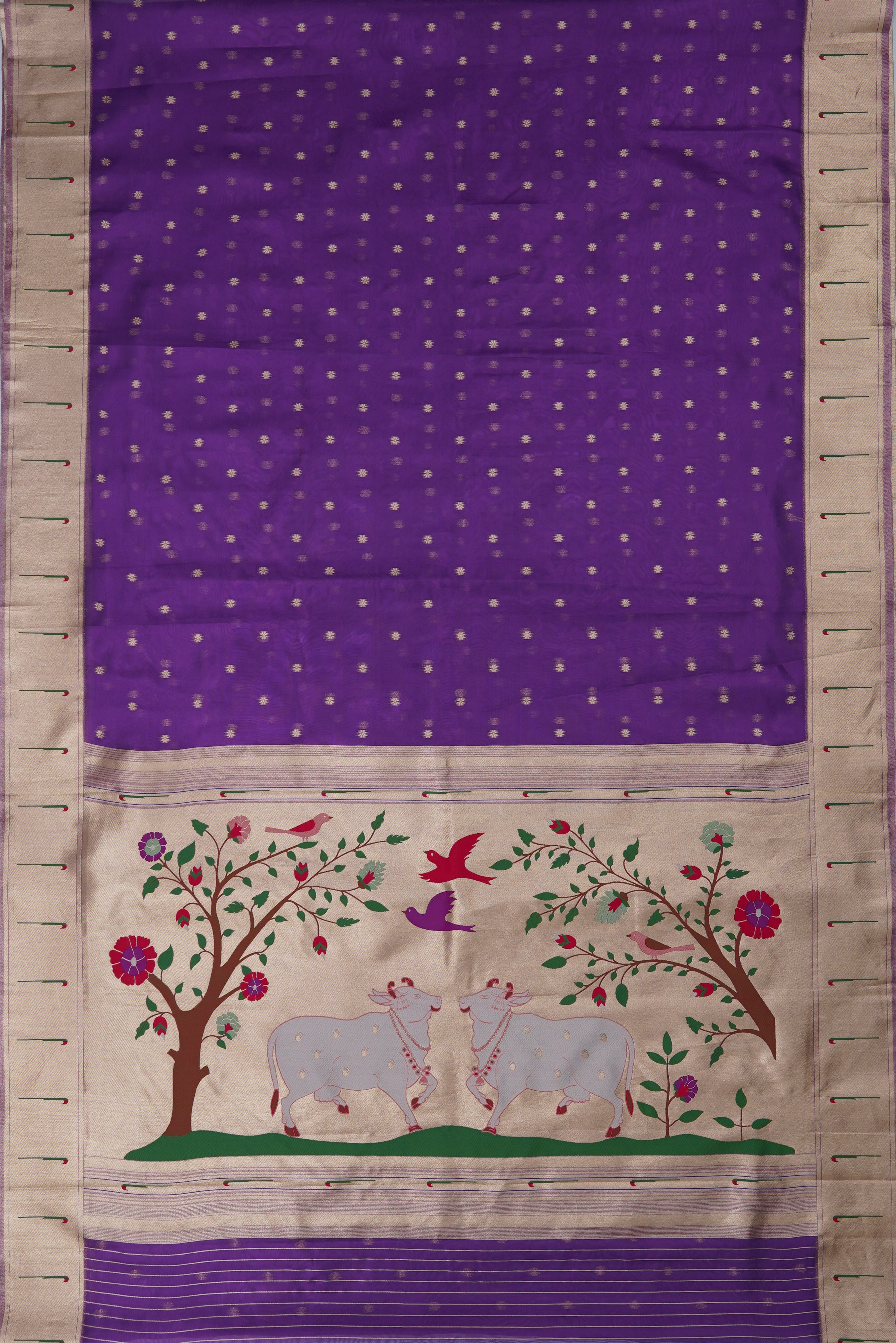 Purple Tissue Silk Paithani Saree with Munya border and Kamdhenu Pallu