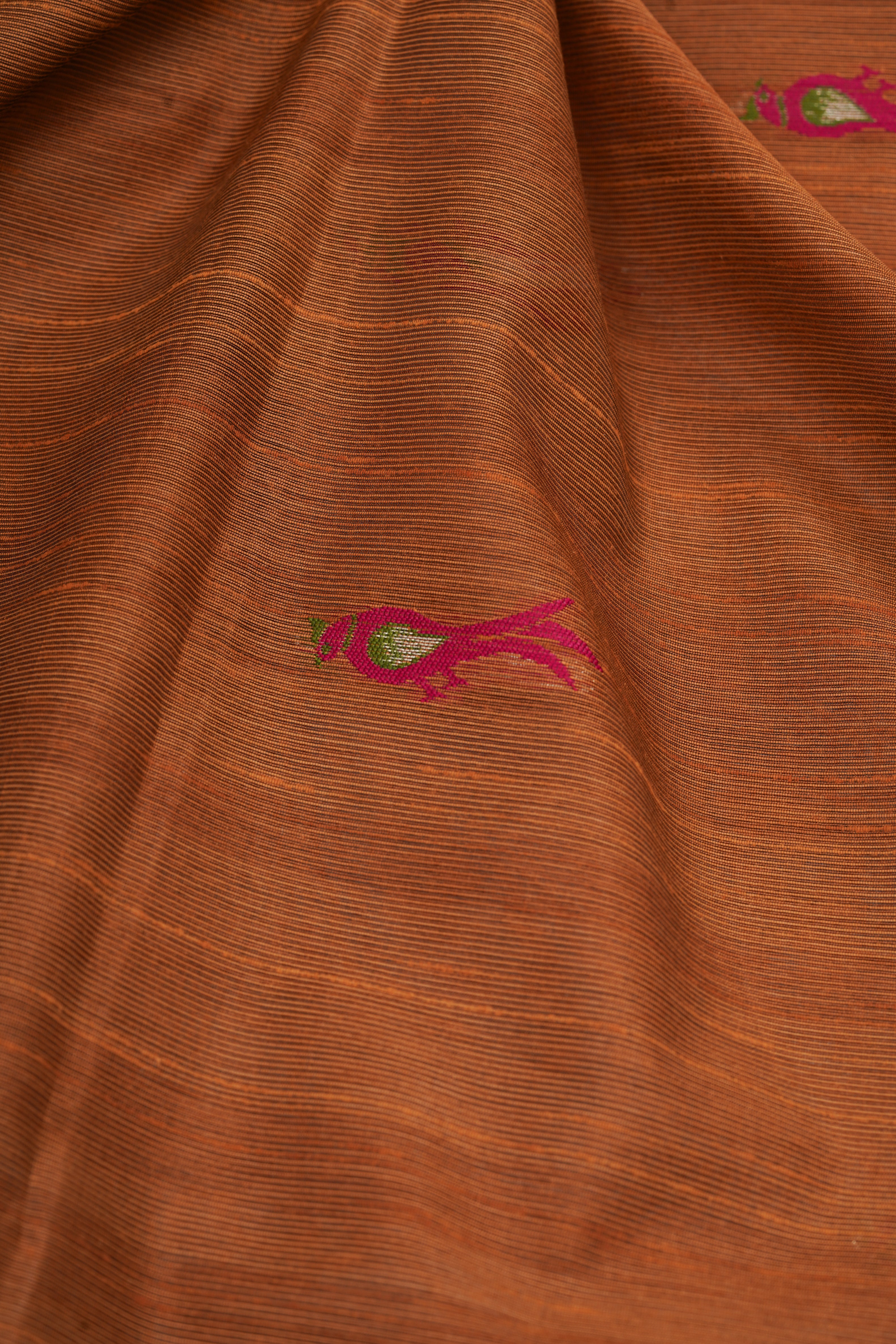 Saffron Gold Tussar Silk Paithani Saree with Munya border and Parrot Butti