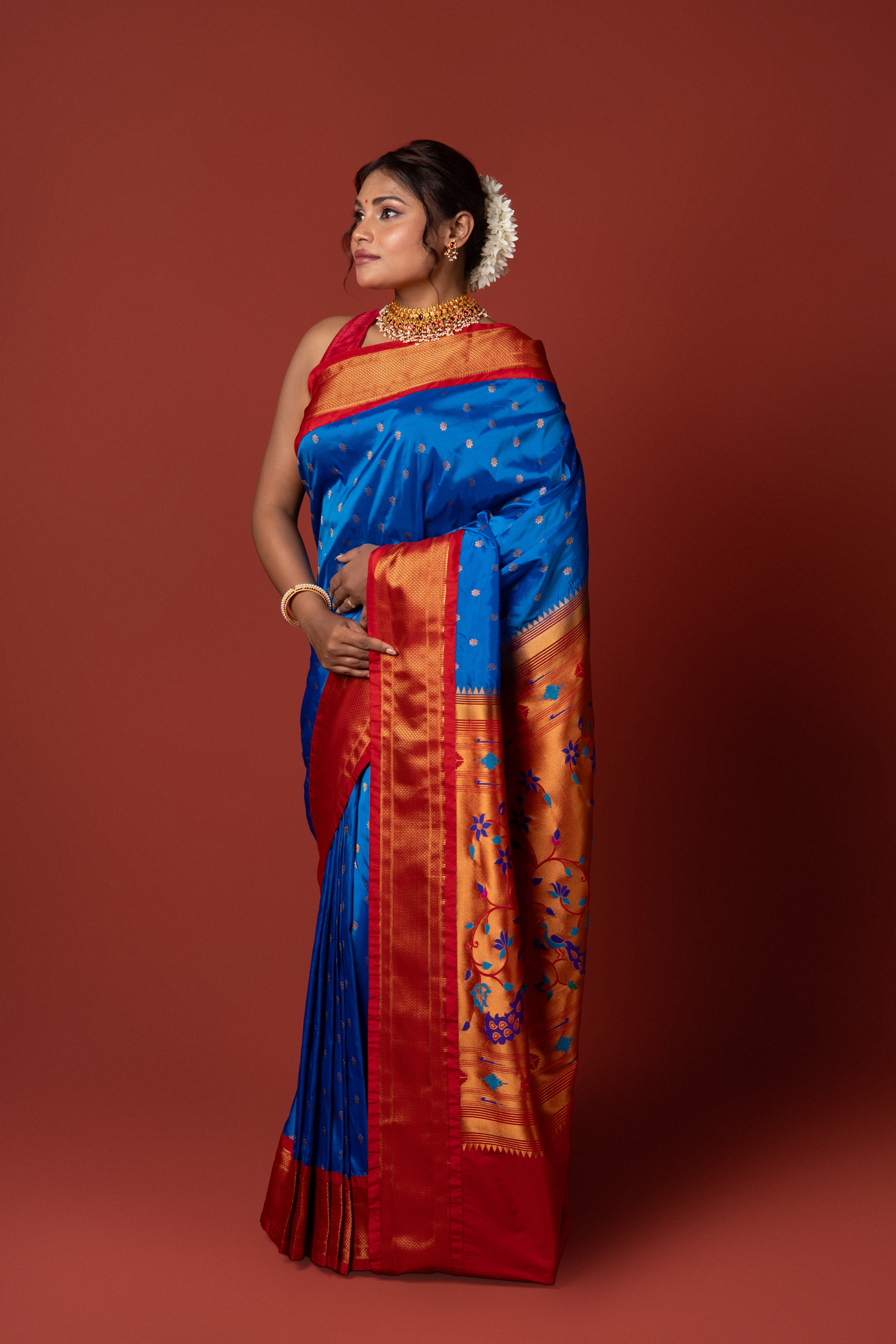 Blue Apurva Silk Paithani Saree