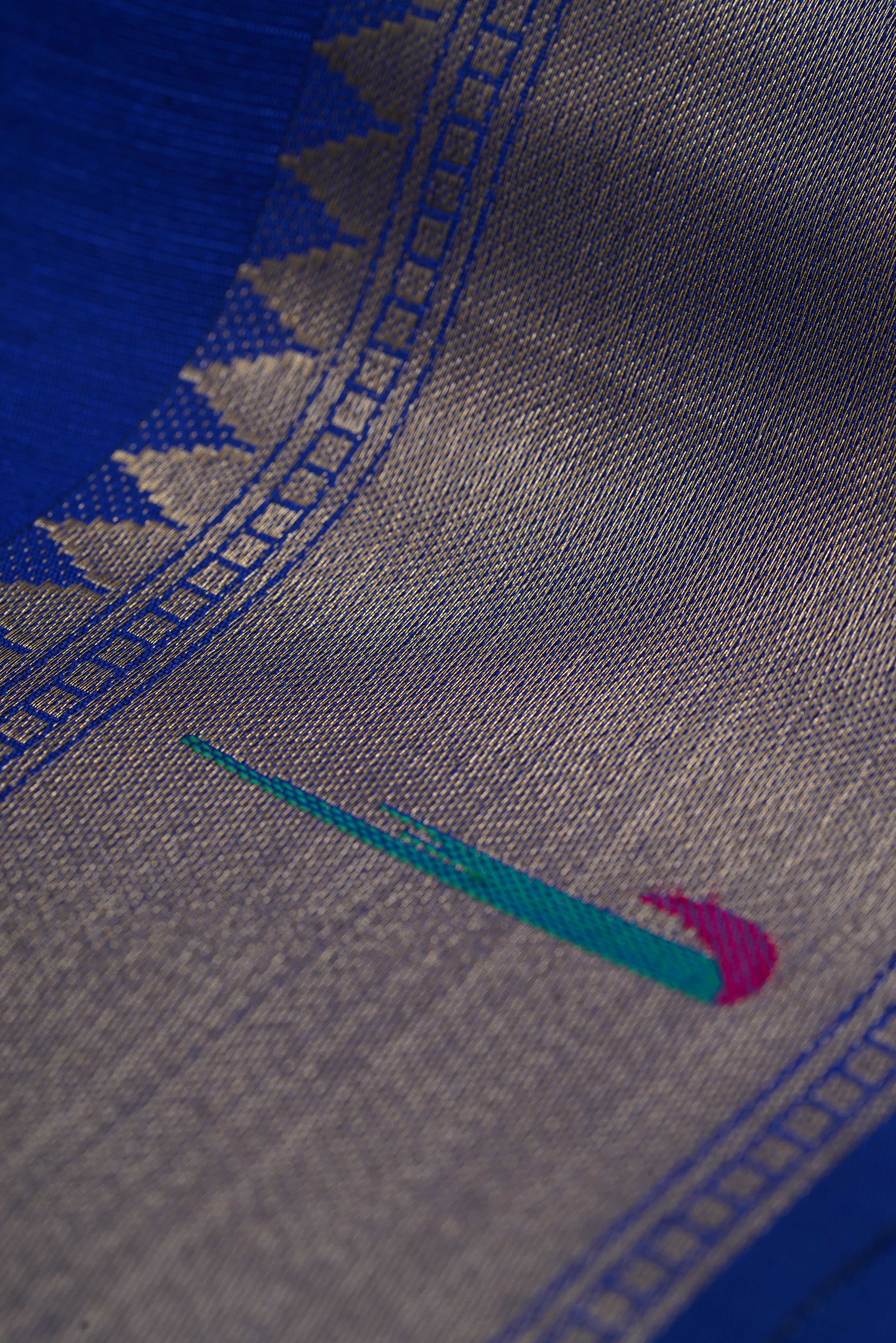 Mulberry Blue Tussar Silk Paithani Saree with Munya Border and Kamdhenu Pallu
