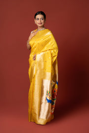 Yellow Katan Silk Paithani Saree