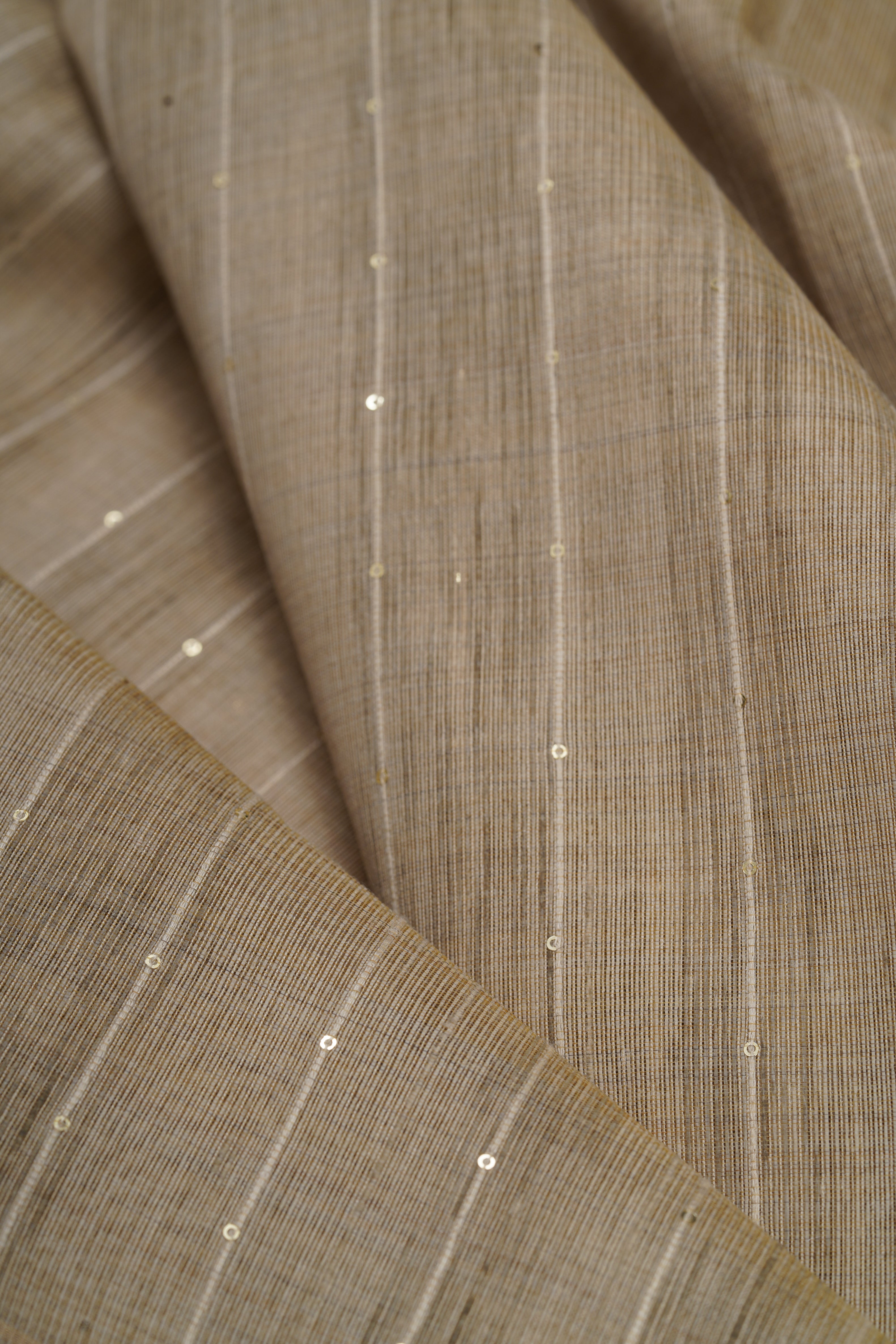Cream Cotton Paithani Saree with Sequin work and Mrig Pallu
