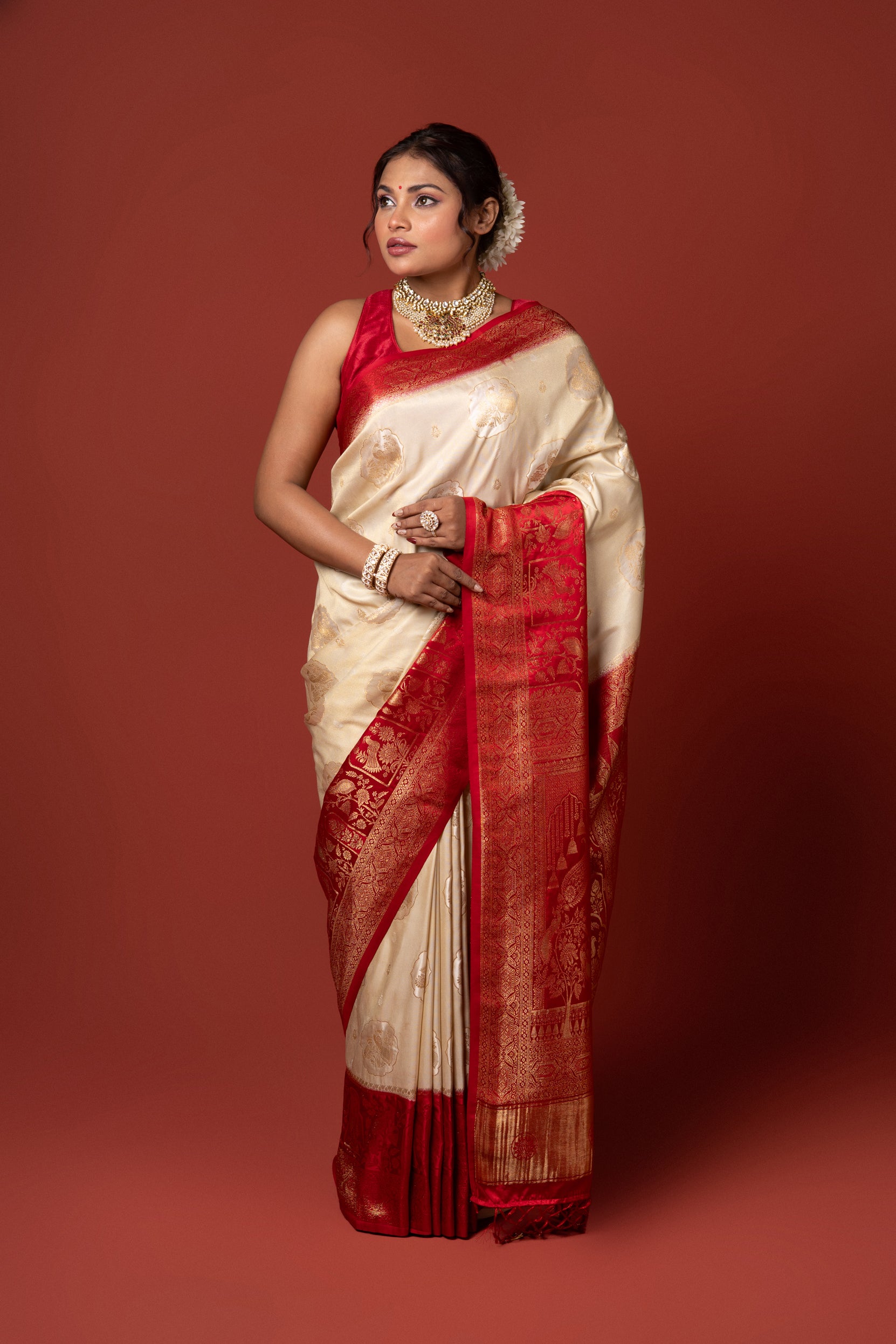 Cream Soft Silk Saree