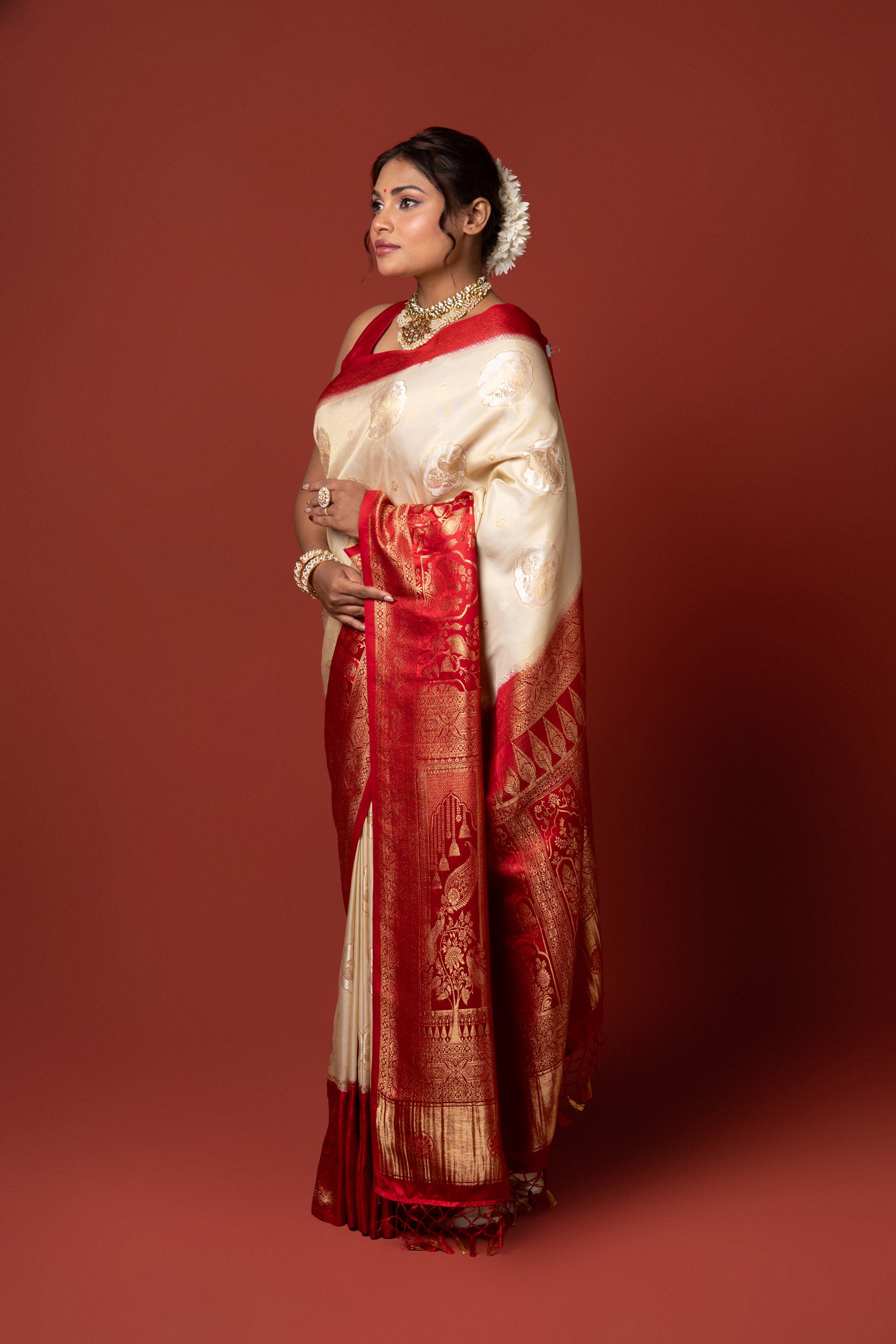 Cream Soft Silk Saree