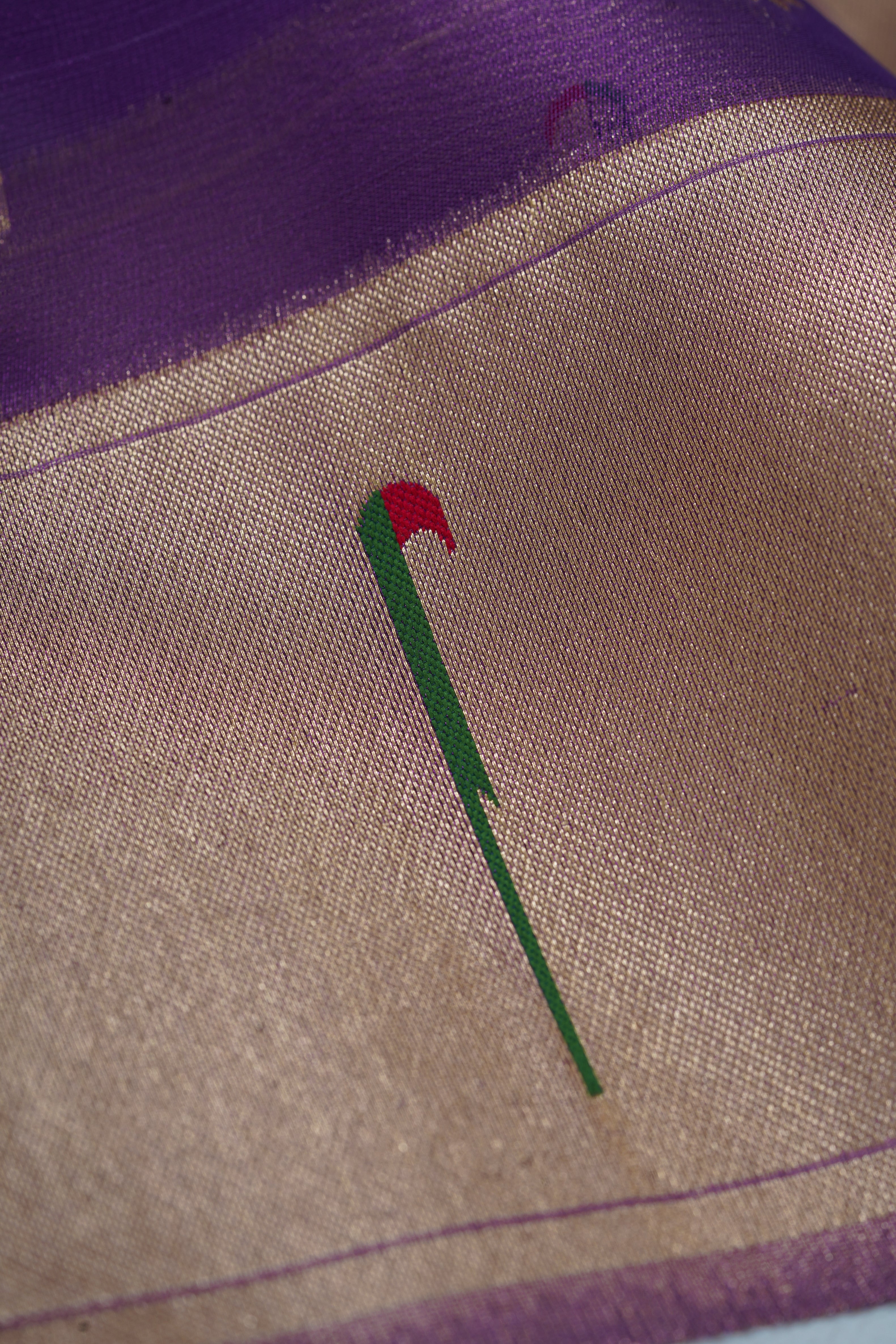 Purple Tissue Silk Paithani Saree with Munya border and Kamdhenu Pallu