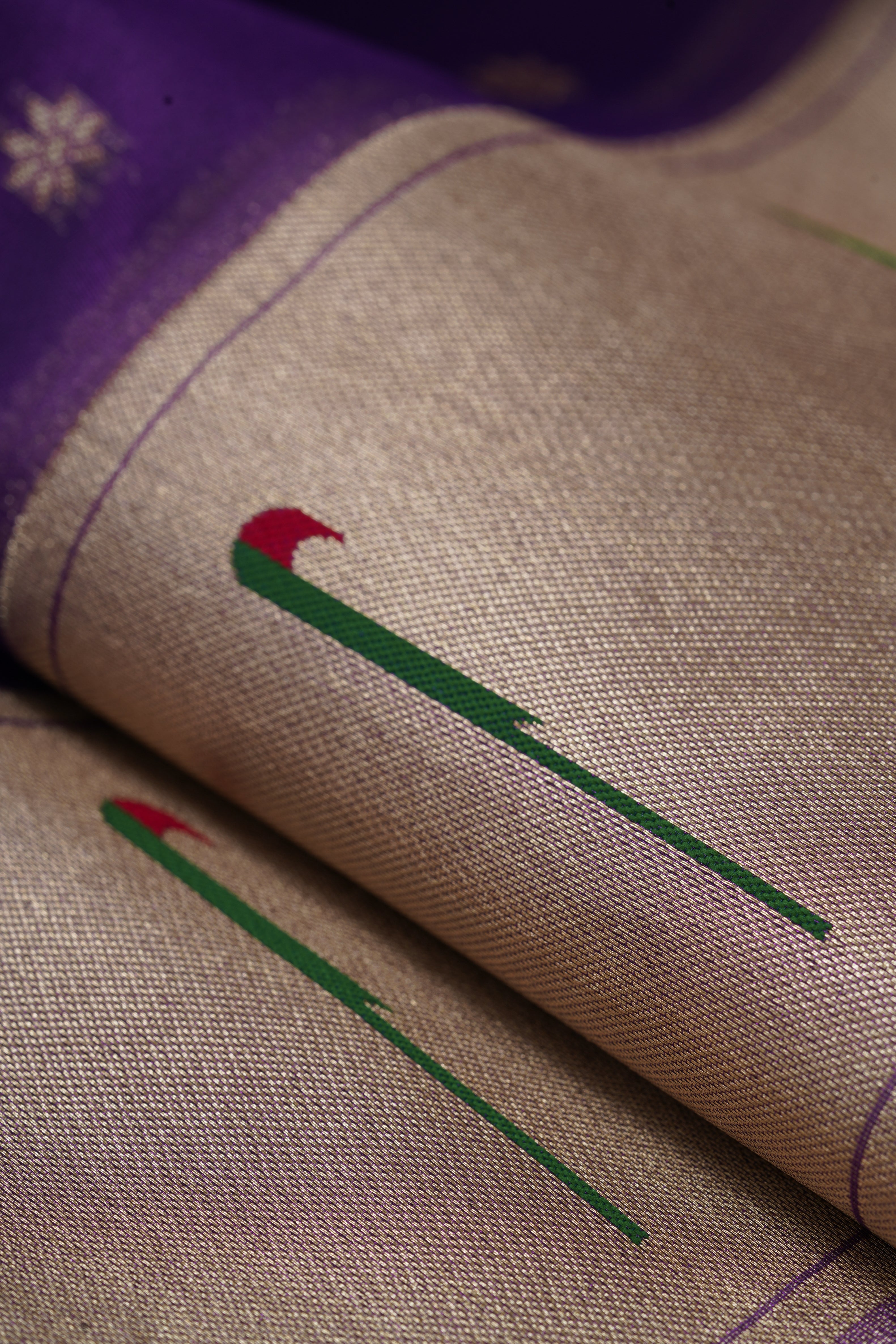 Purple Tissue Silk Paithani Saree with Munya border and Kamdhenu Pallu