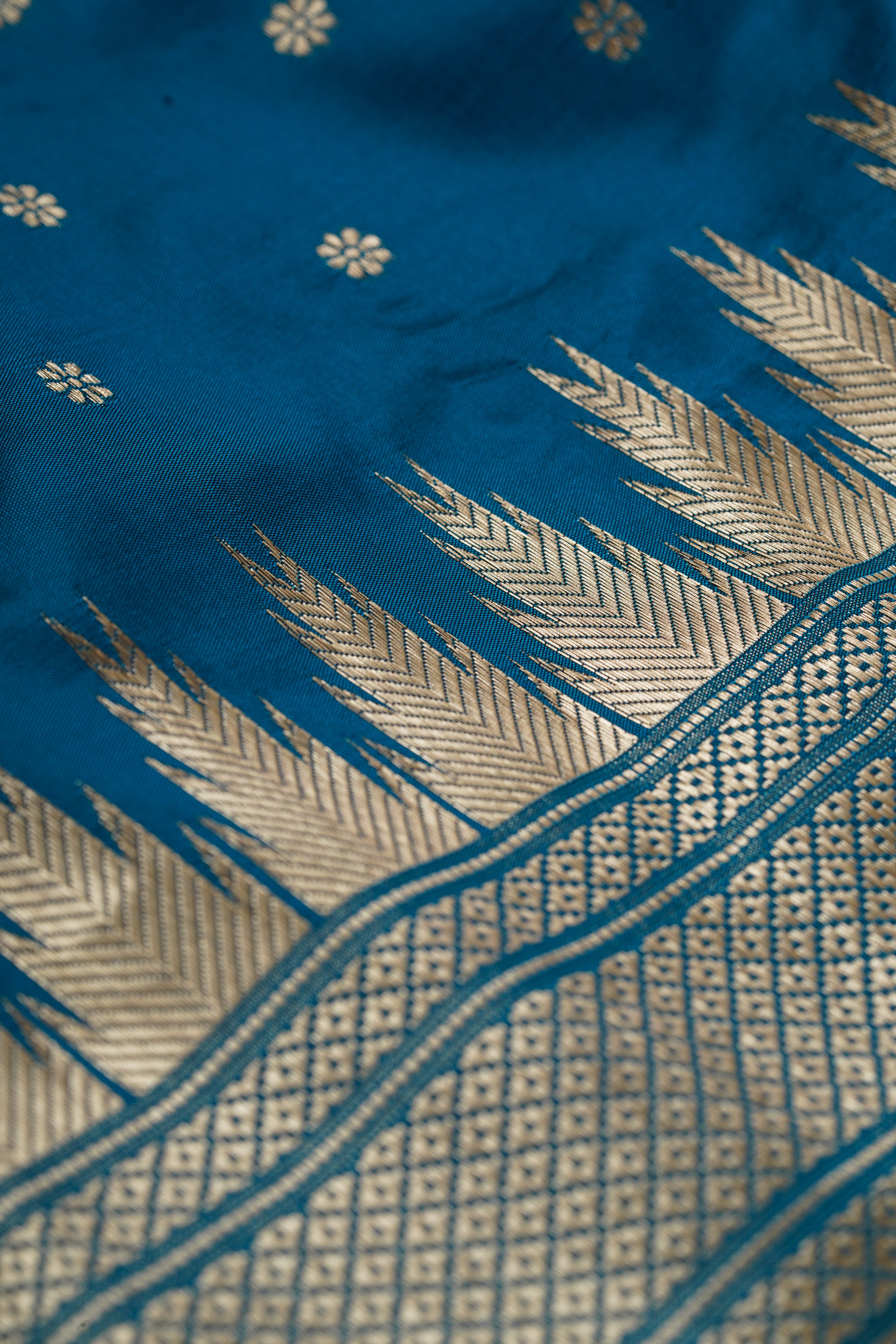 Morpankh Blue Apurva Silk Paithani Saree with Irkal Border and Kalanjali Butti