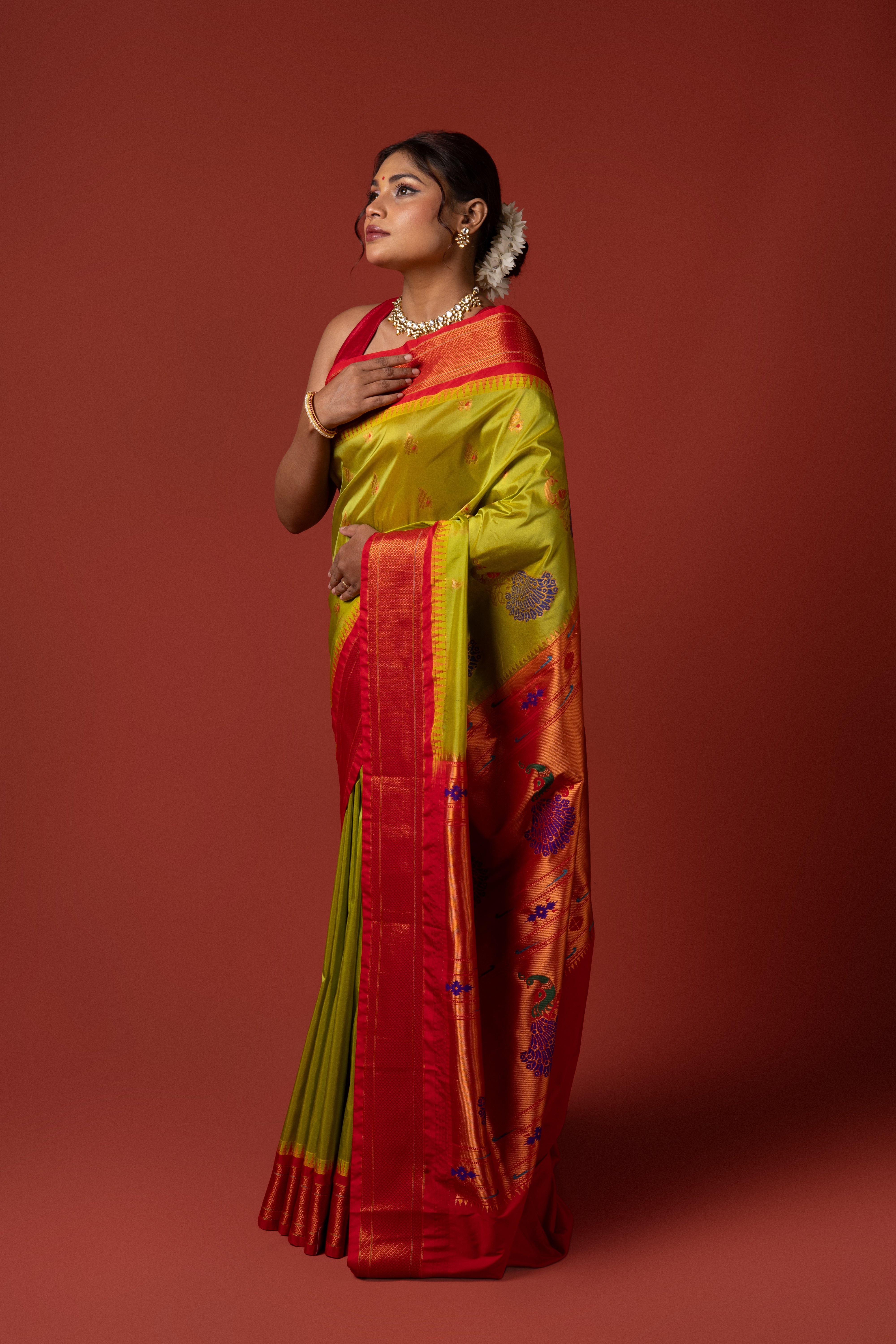 Parrot Green Apurva Silk Paithani Saree