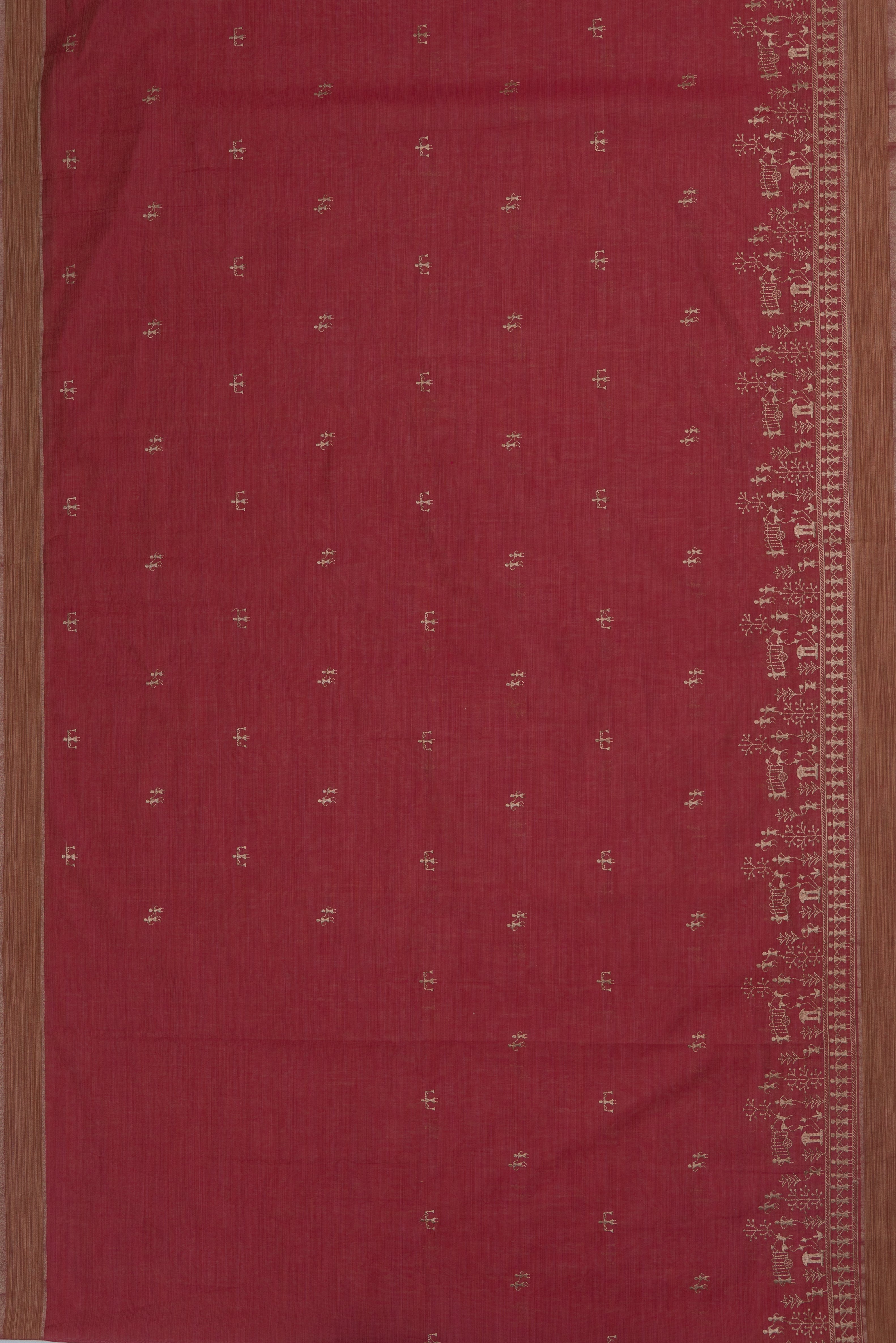 Rose Cotton Saree with Warli Threadwork