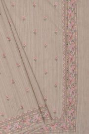 Cream Khadi Silk Saree with Pink Resham threadwork butti and border