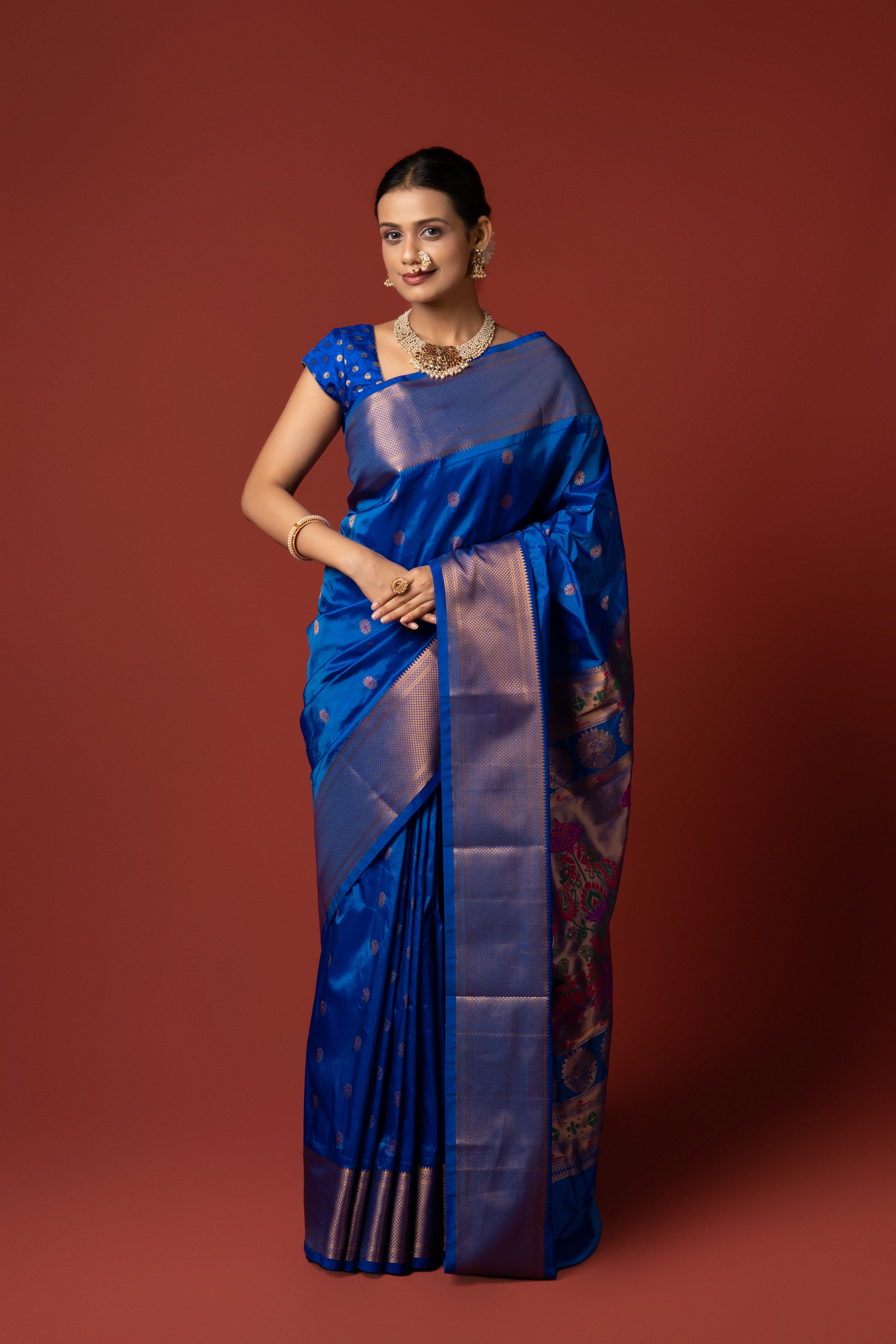 Blue Apurva Silk Paithani Saree