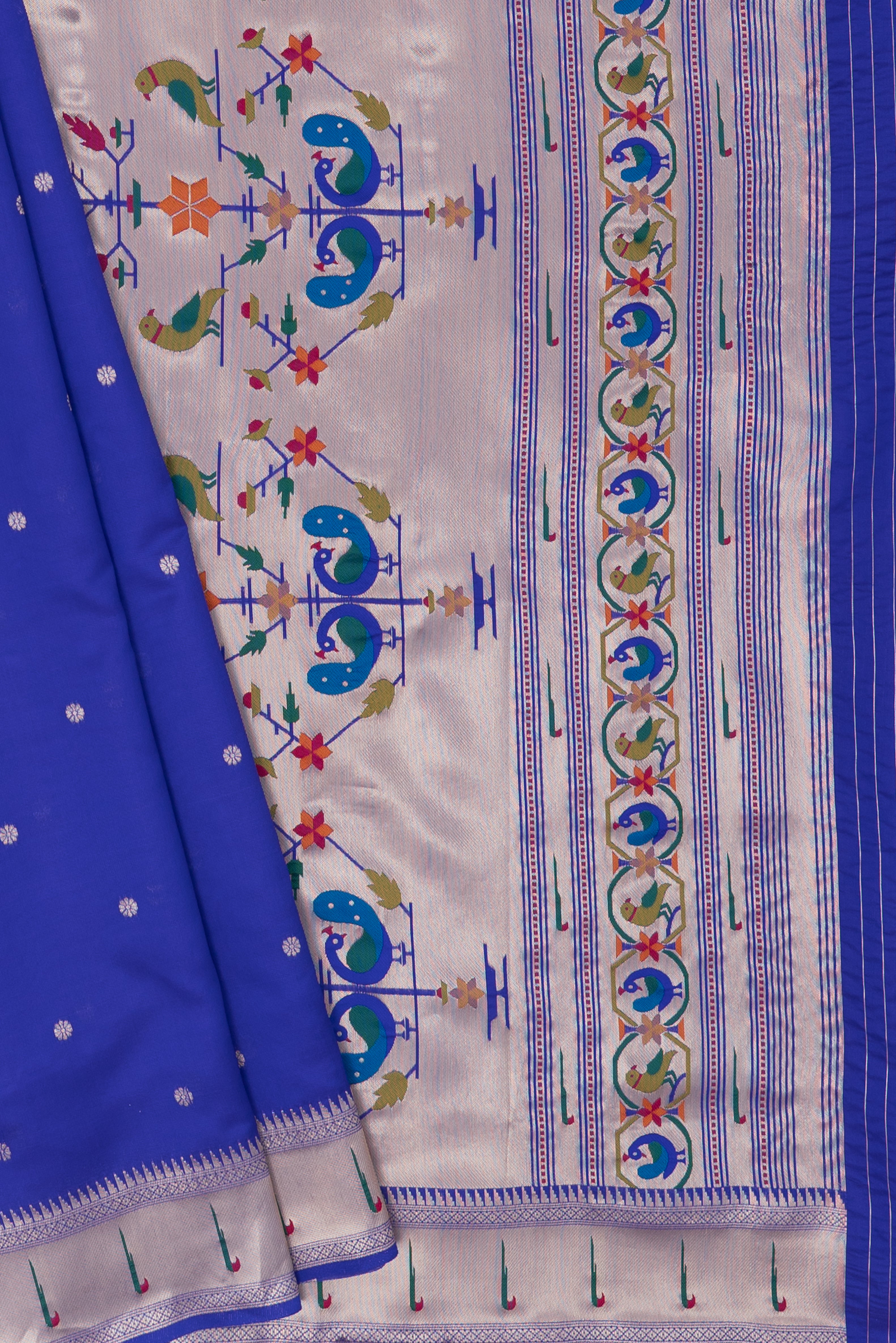 Mulberry Purple Raw Silk Paithani Saree with Munya border and Peacock Samay pallu