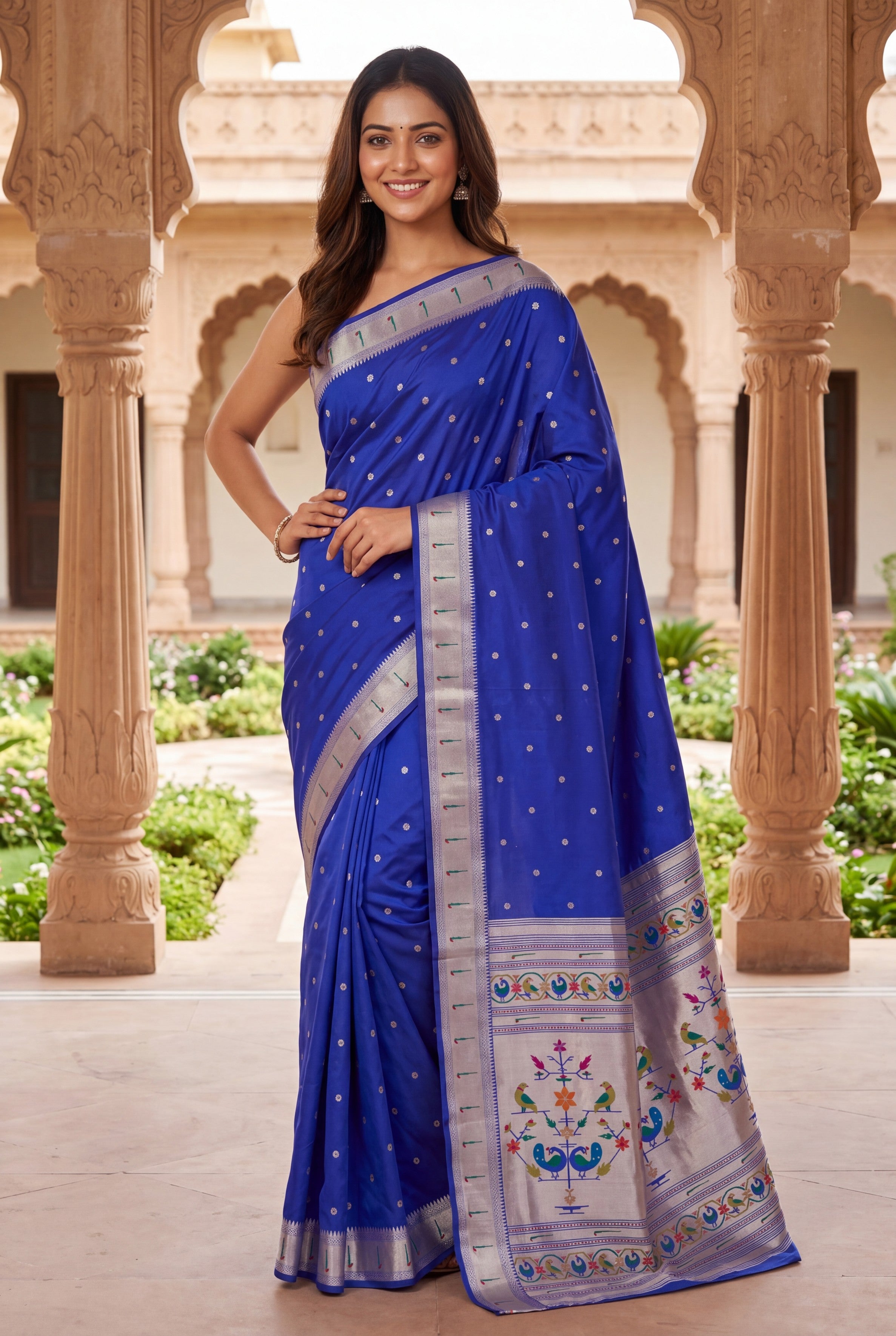 Mulberry Purple Raw Silk Paithani Saree with Munya border and Peacock Samay pallu