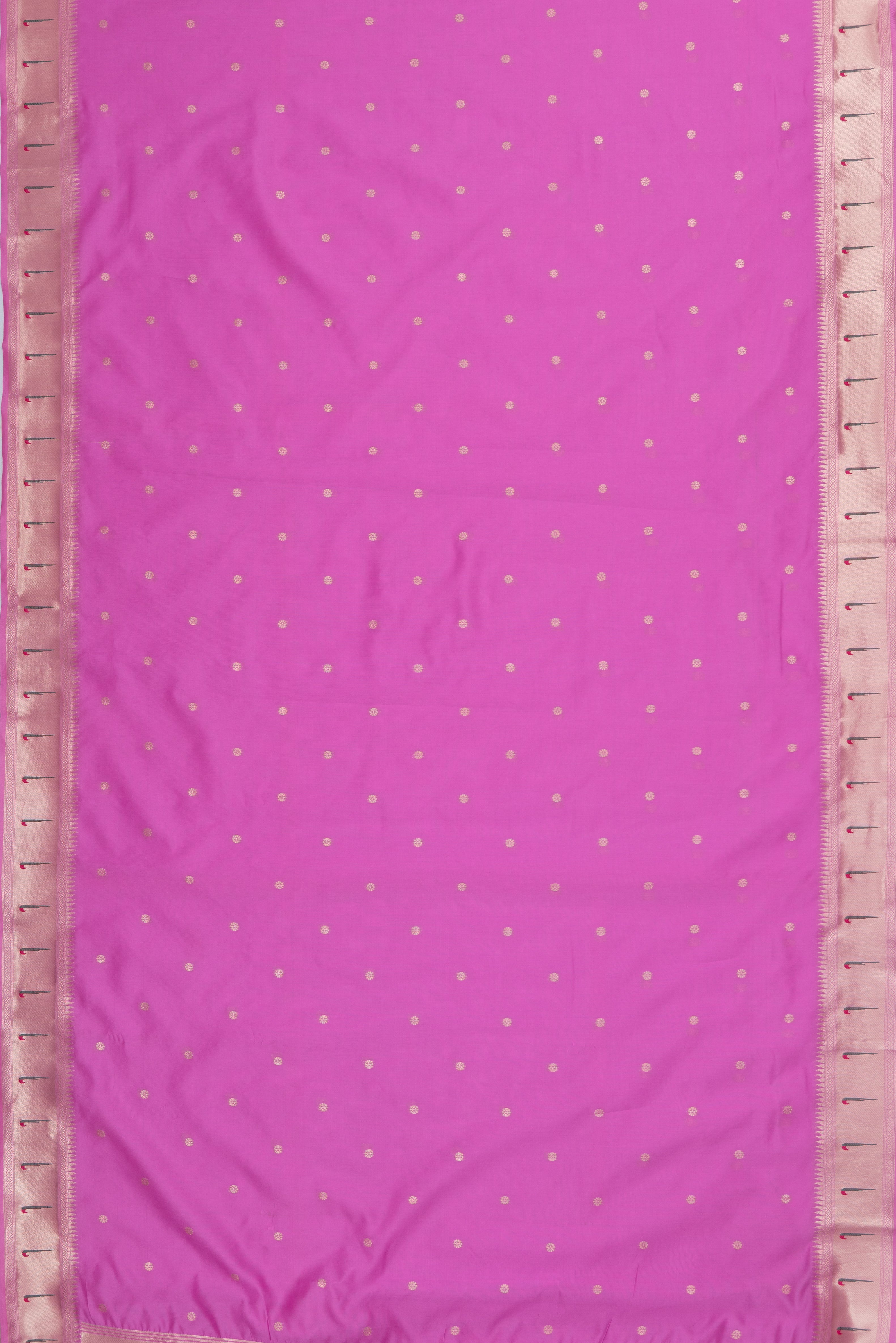 Rose Pink Raw Silk Paithani Saree with Munya border and Peacock Samay pallu