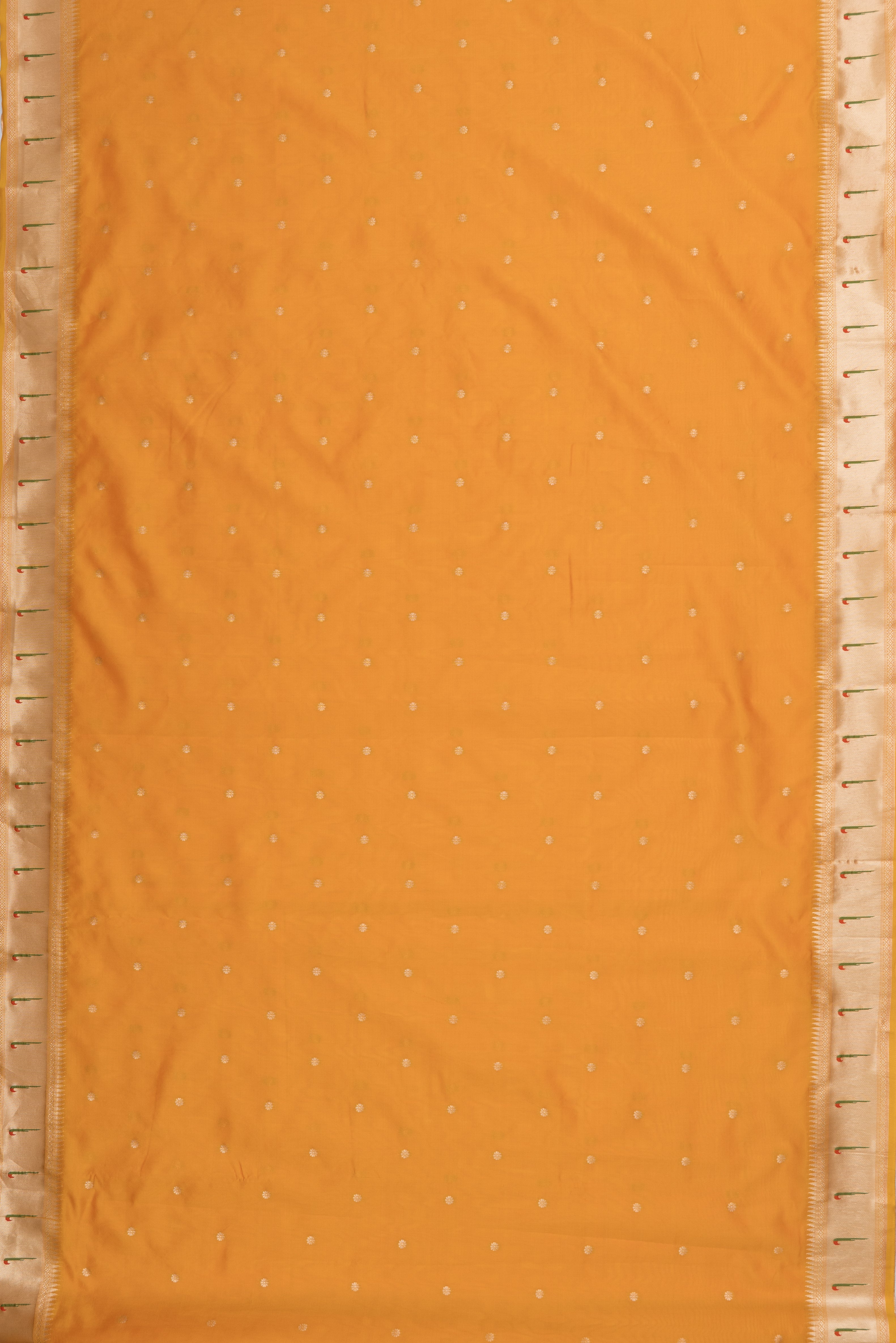Mango Yellow Raw Silk Paithani Saree with Munya border and Peacock Samay pallu