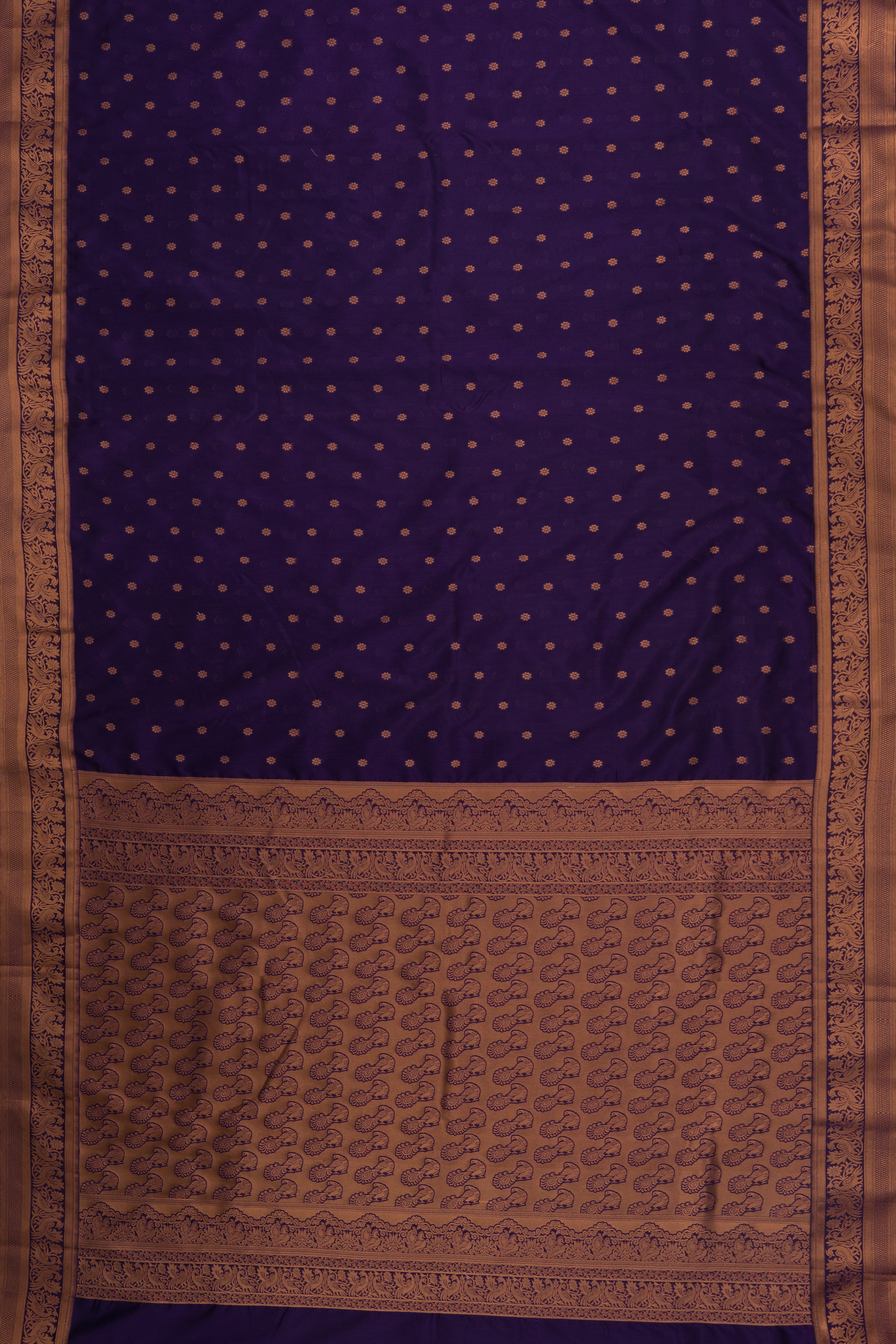 Jamun Purple Dharmavaram Silk Paithani Saree with Copper Karnaphulli butti and double border