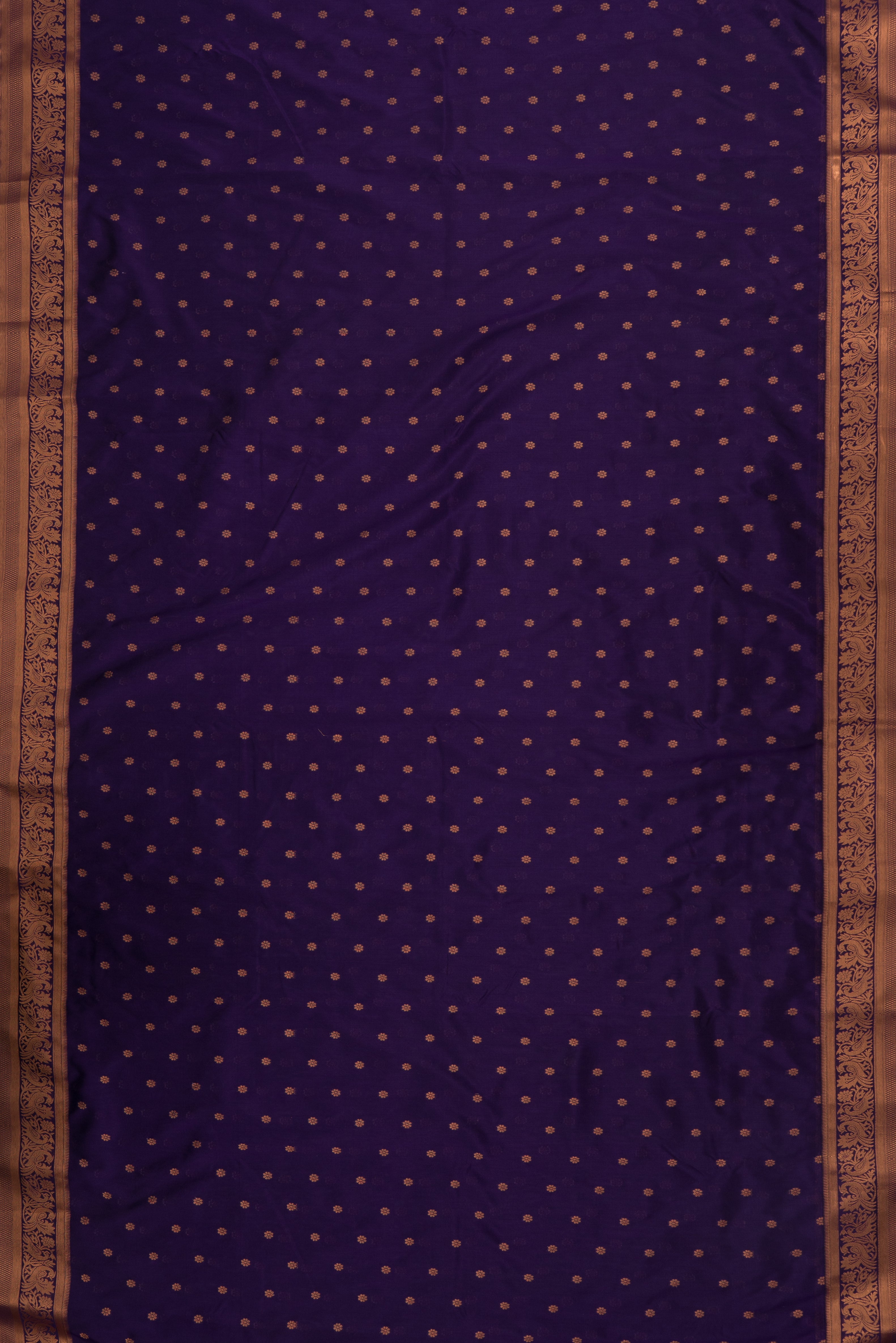Jamun Purple Dharmavaram Silk Paithani Saree with Copper Karnaphulli butti and double border