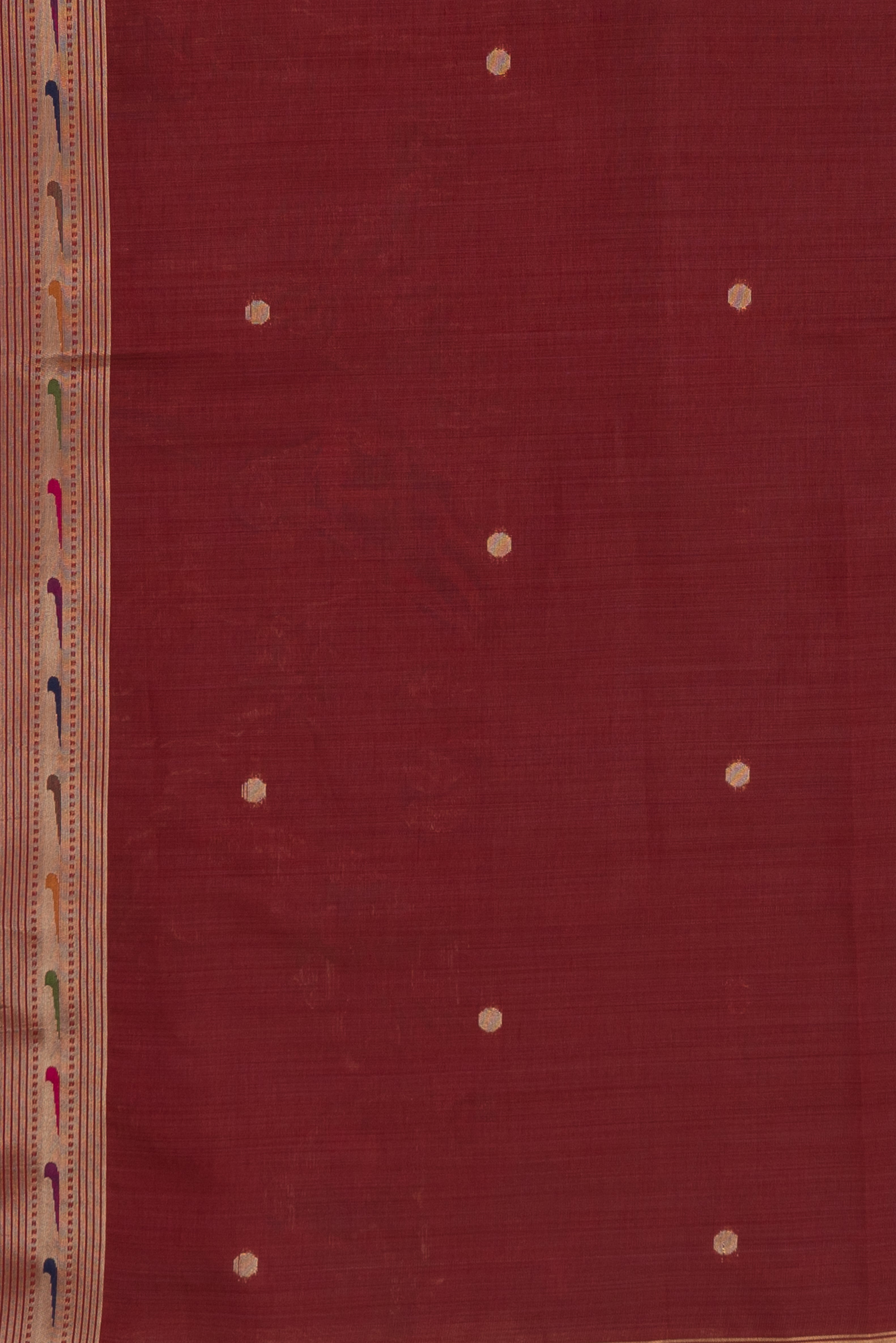 Rose Linen Paithani with Tissue Chidiya Pallu and contrast Maroon blouse