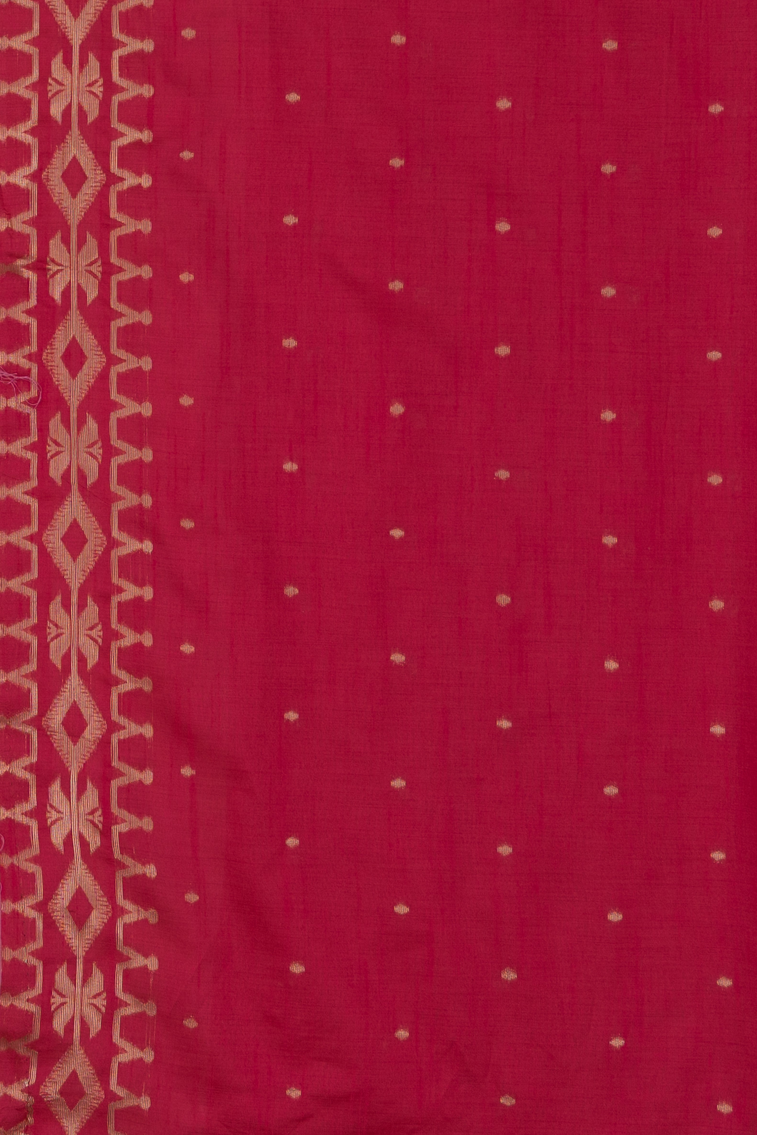 Peach Pink Pure Cotton Saree with Rani Pink Resham threadwork and contrast blouse