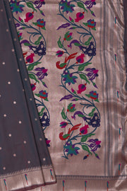 Dhoop Chaon Dusk Katan Silk Paithani Saree with Munya border, Copper Zari and Bangdi Mor Pallu