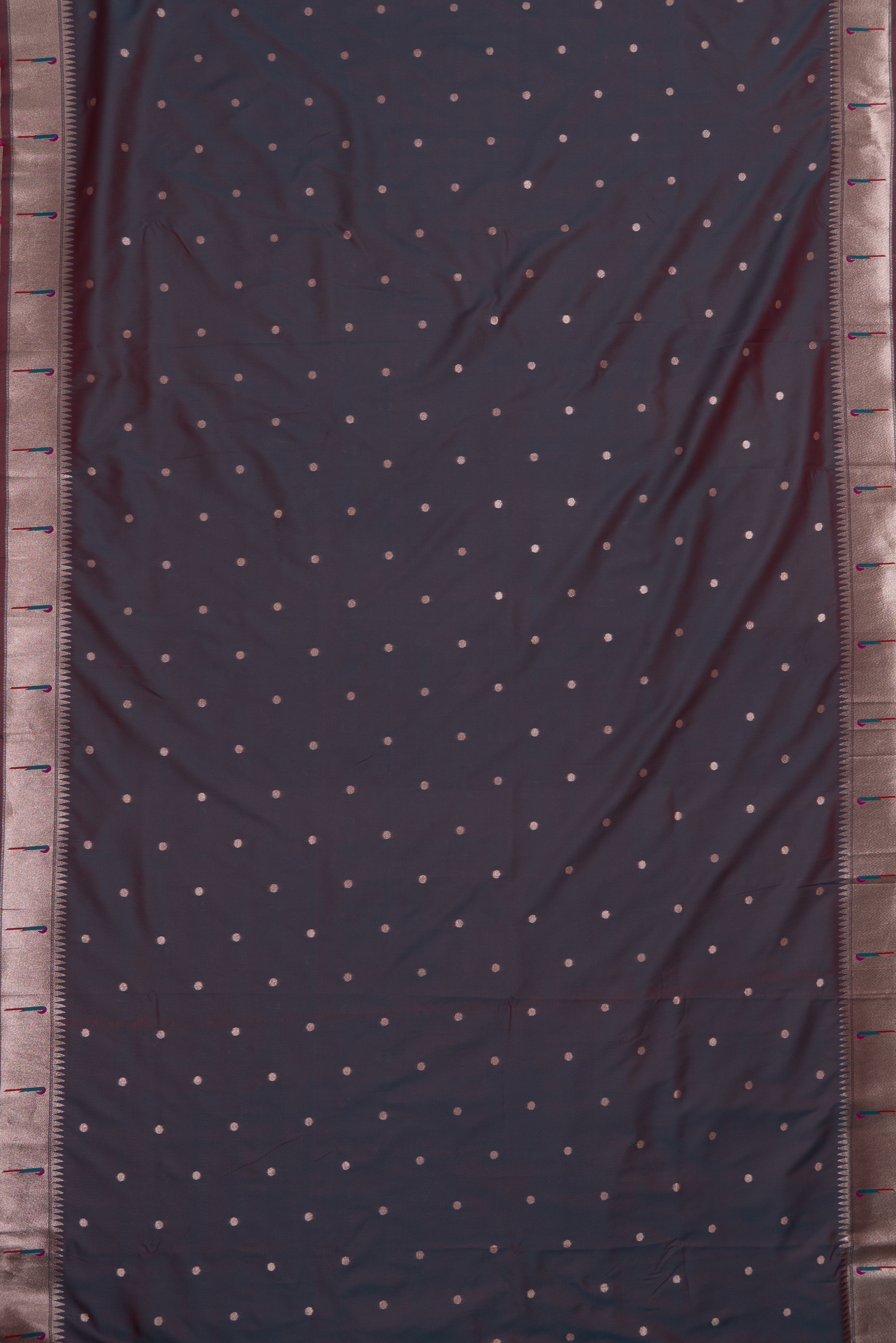 Dhoop Chaon Dusk Katan Silk Paithani Saree with Munya border, Copper Zari and Bangdi Mor Pallu