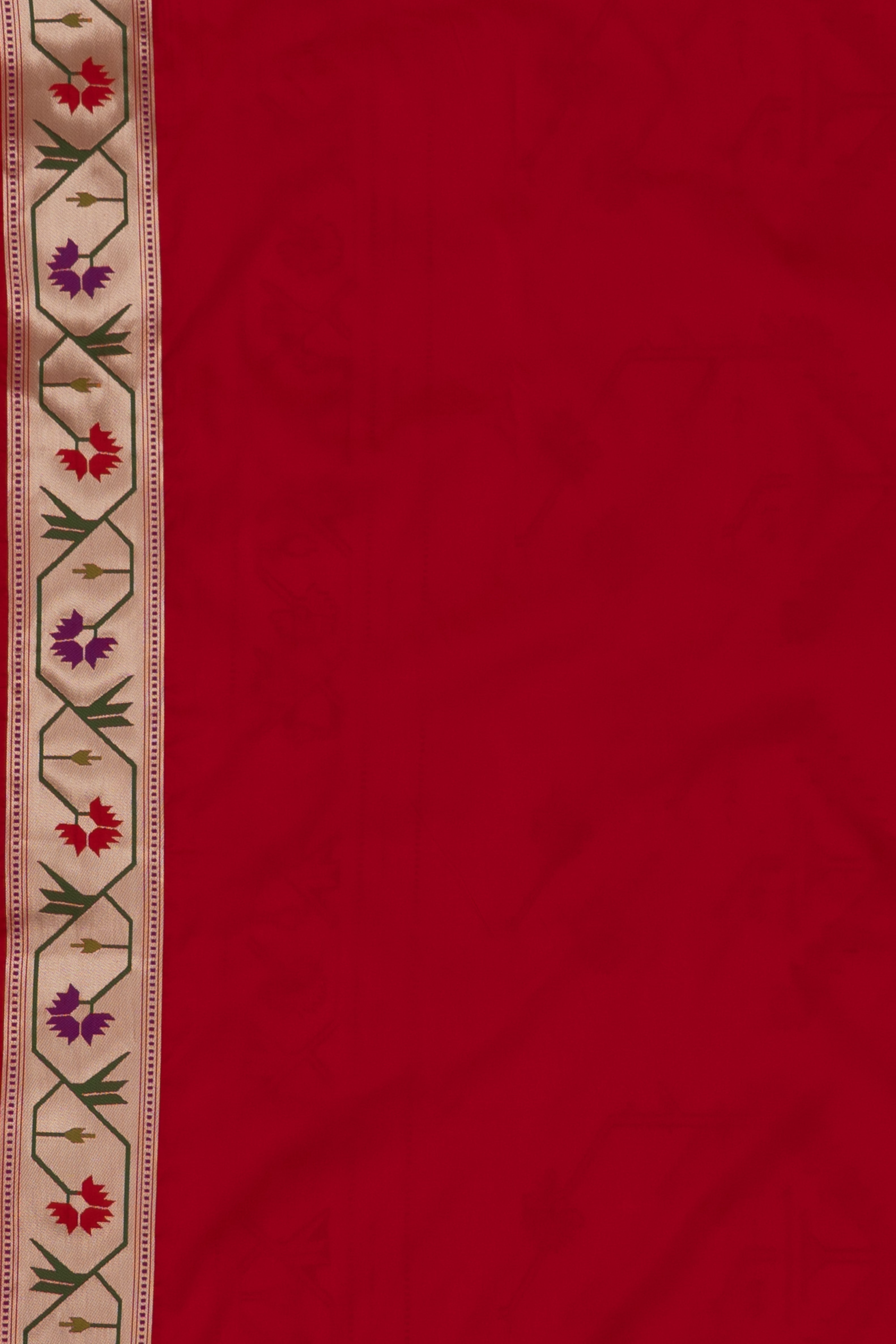 Morpankhi Blue Katan Silk Paithani Saree with Asawali border, Keri butti and contrast Red blouse