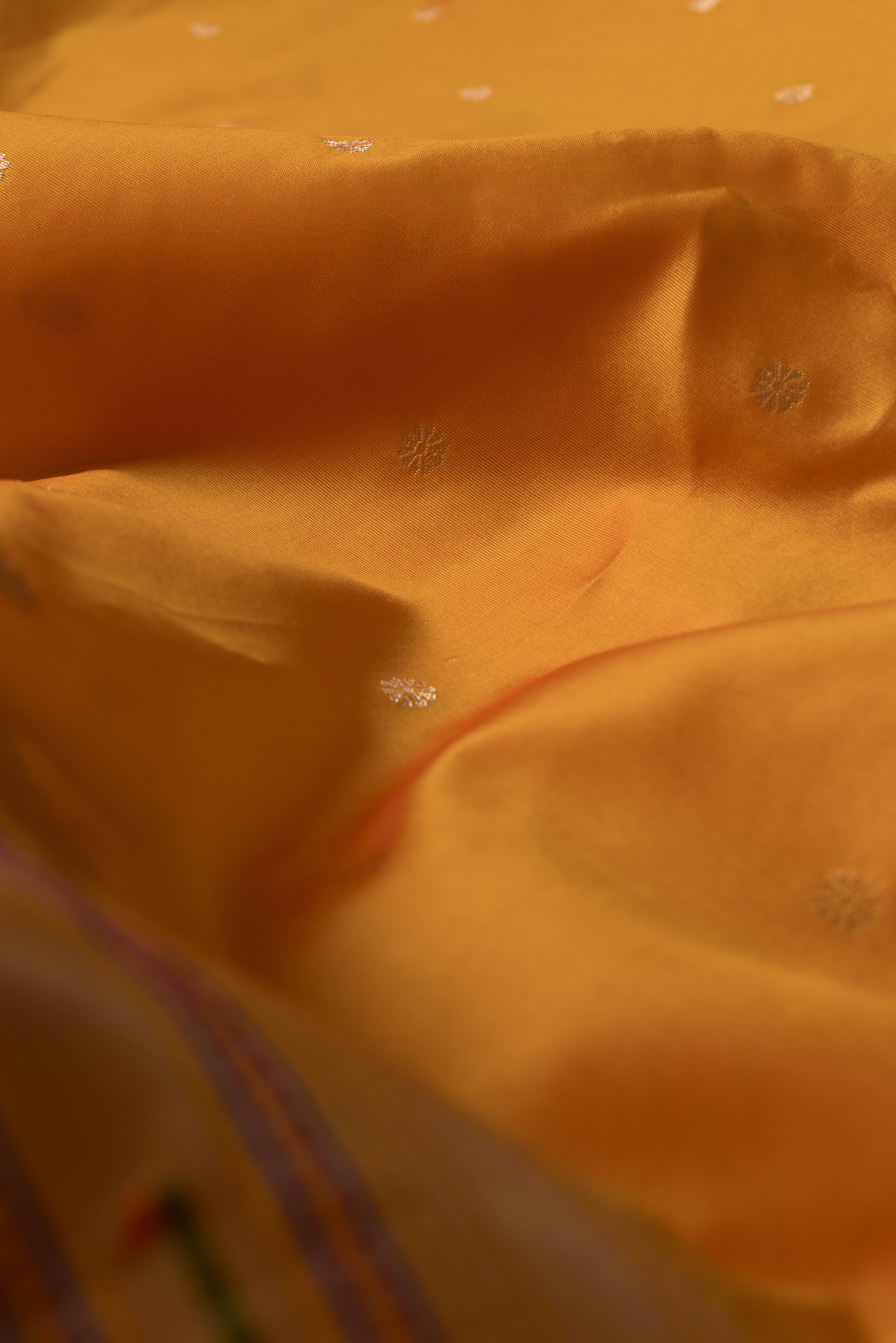 Mango Yellow Raw Silk Paithani Saree with Munya border and Peacock Samay pallu