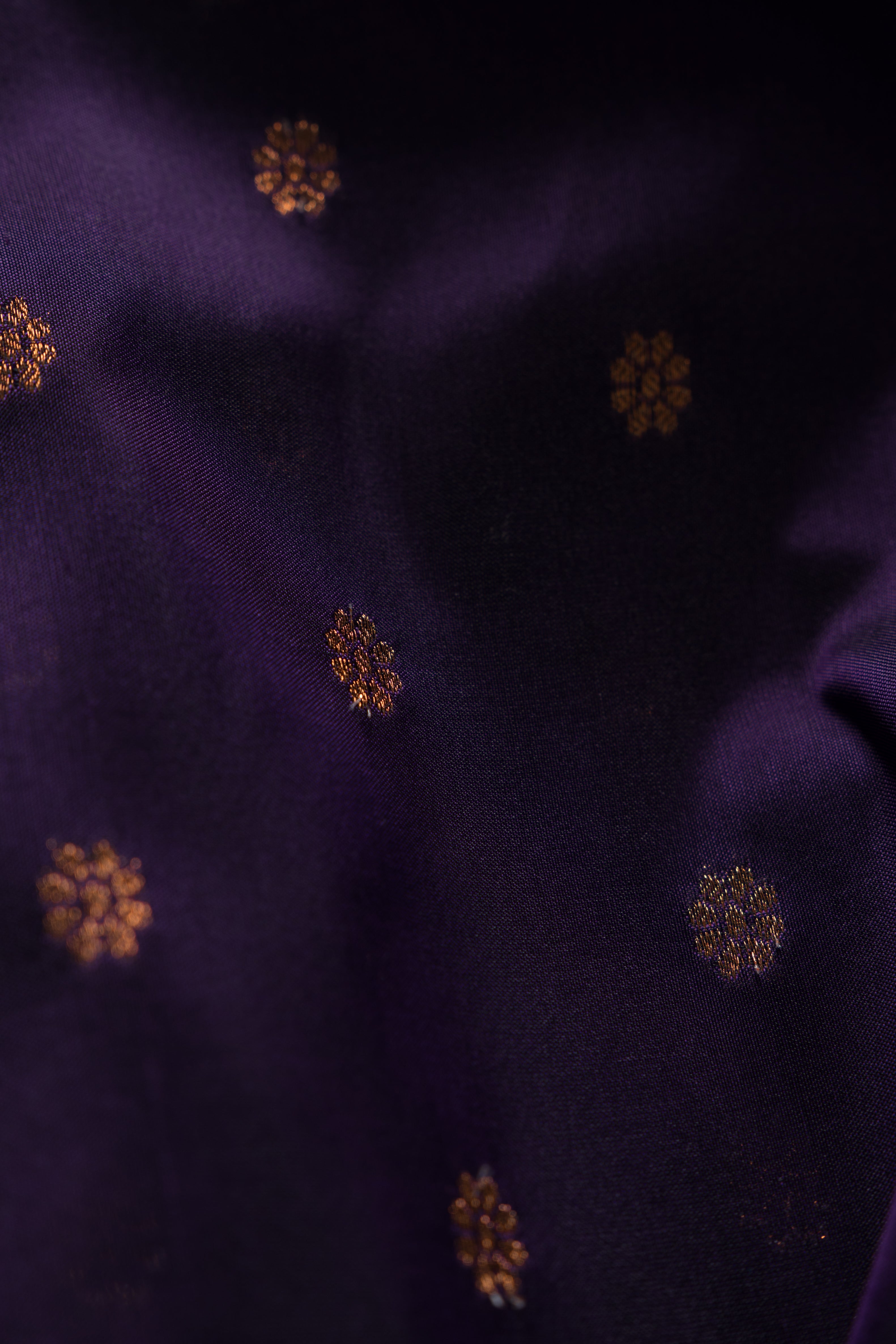 Jamun Purple Dharmavaram Silk Paithani Saree with Copper Karnaphulli butti and double border