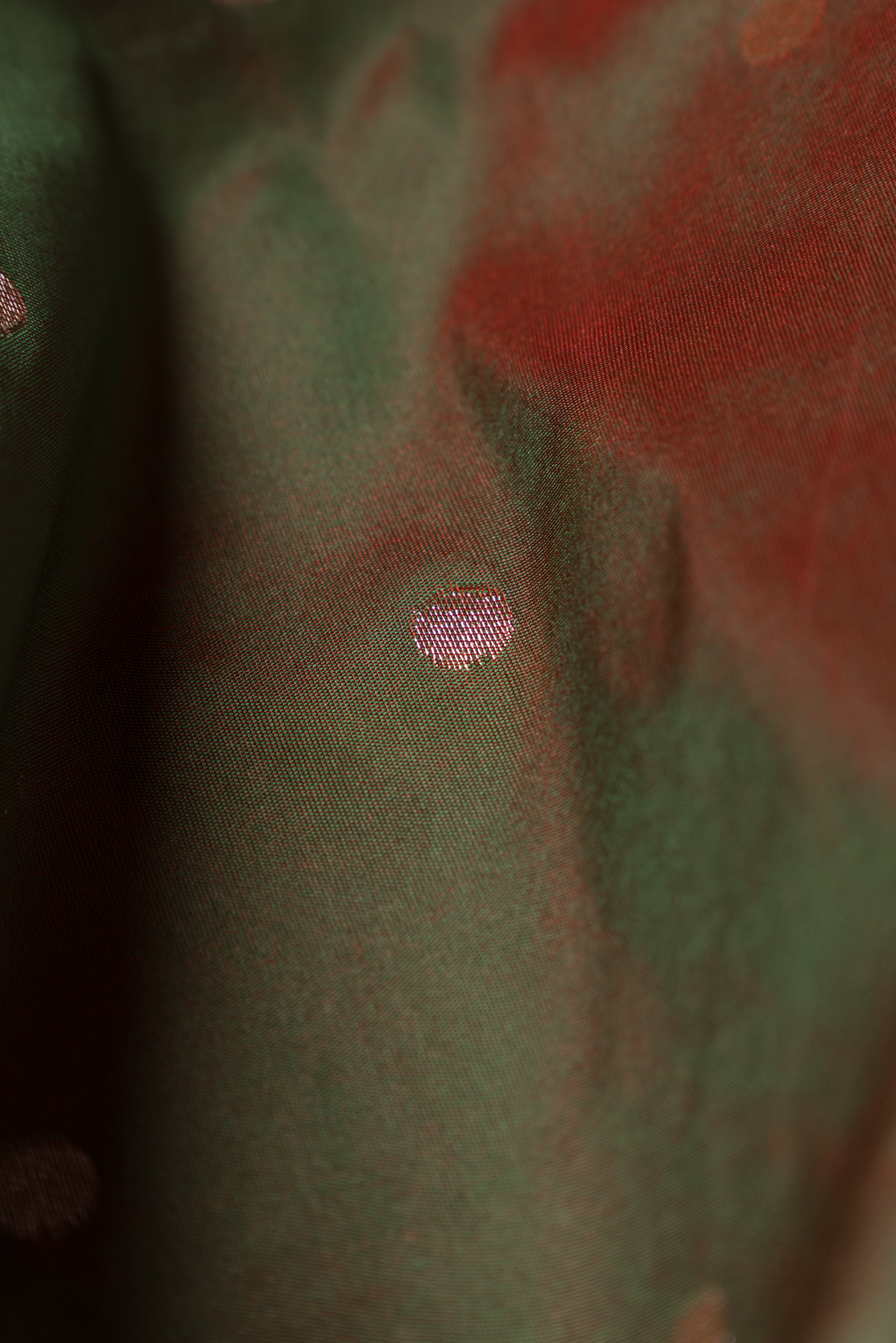 Dhoop Chaon Anjeer Green Katan Silk Paithani Saree with Munya border, Copper Zari and Bangdi Mor Pallu