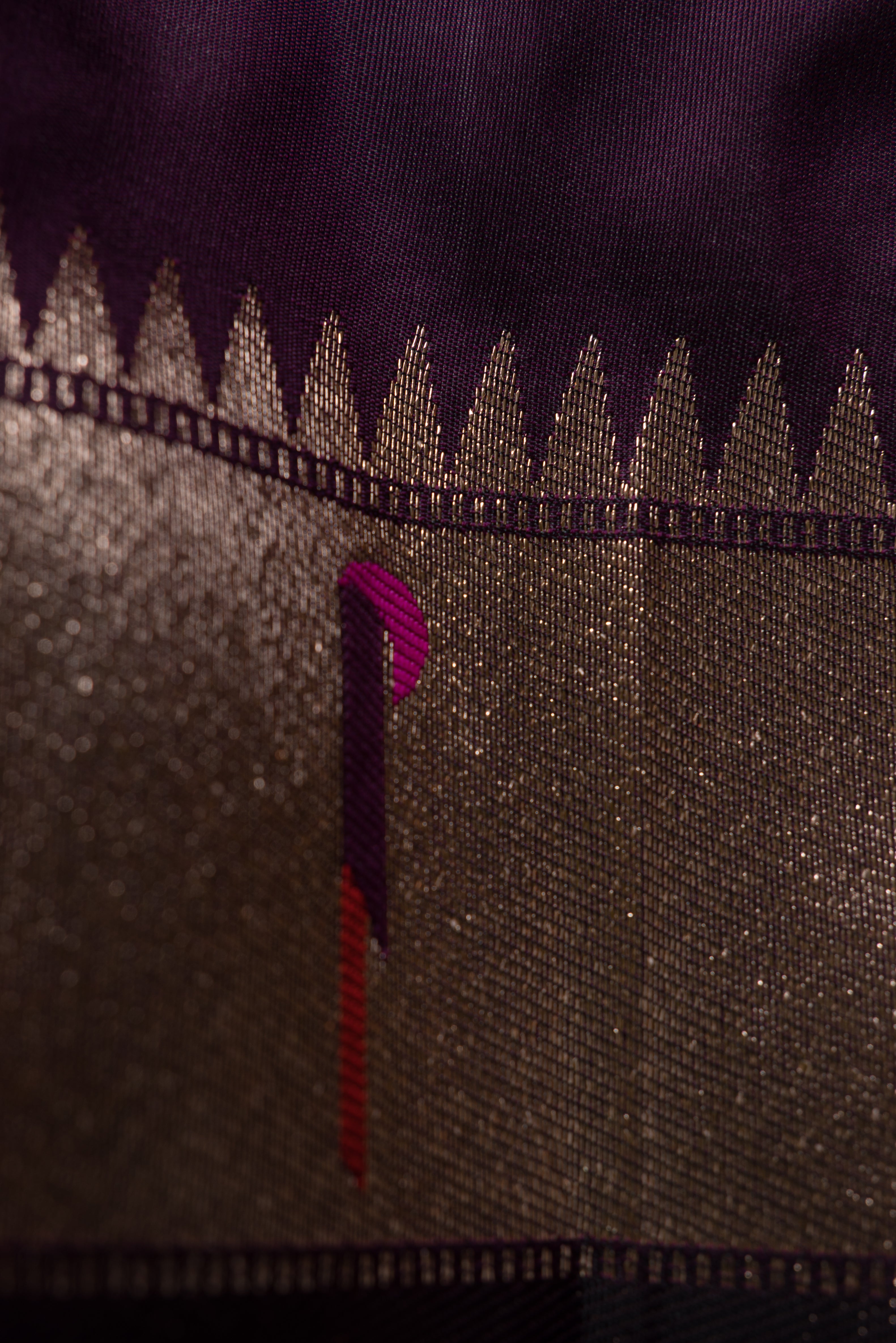 Plum Purple Katan Silk Paithani Saree with Munya border, Copper Zari and Bangdi Mor Pallu