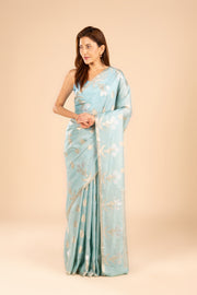Pastel Blue Tussar Silk Saree
