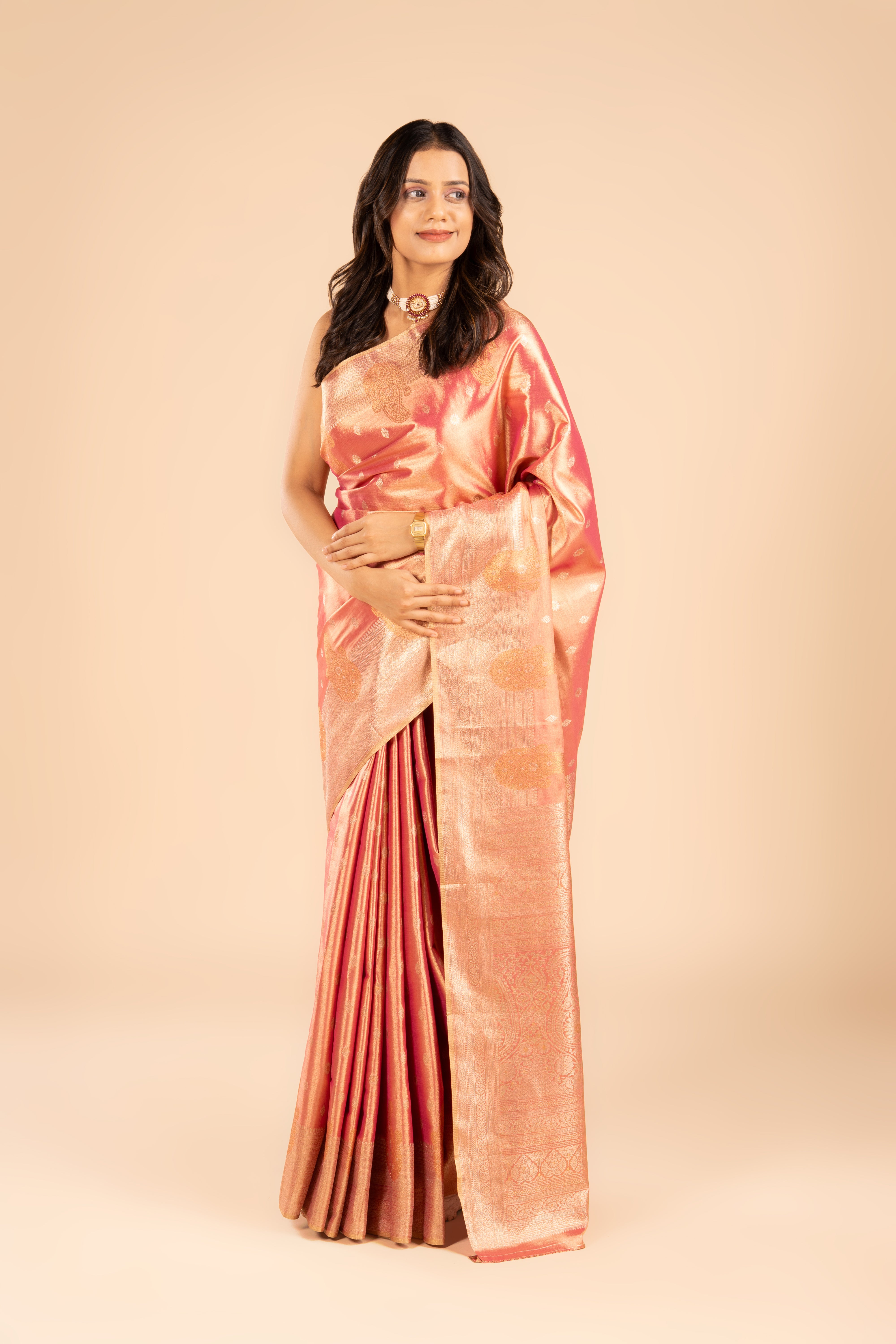 Pink Tissue Silk Saree