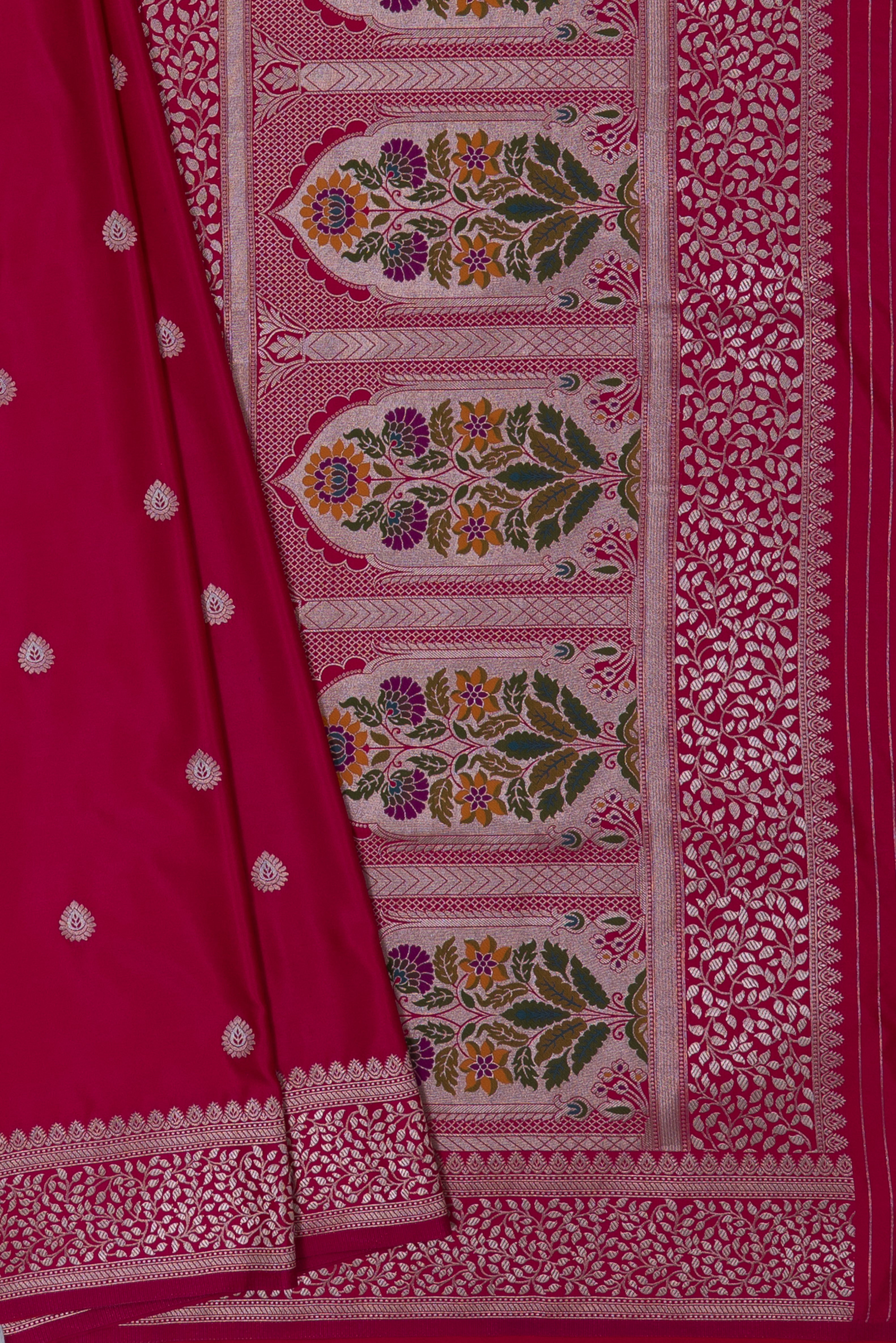 Rani Pink Katan Silk Banarasi Saree with Resham Meenakari Pallu