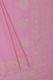 Pastel Pink Cotton Saree with Resham threadwork and butti