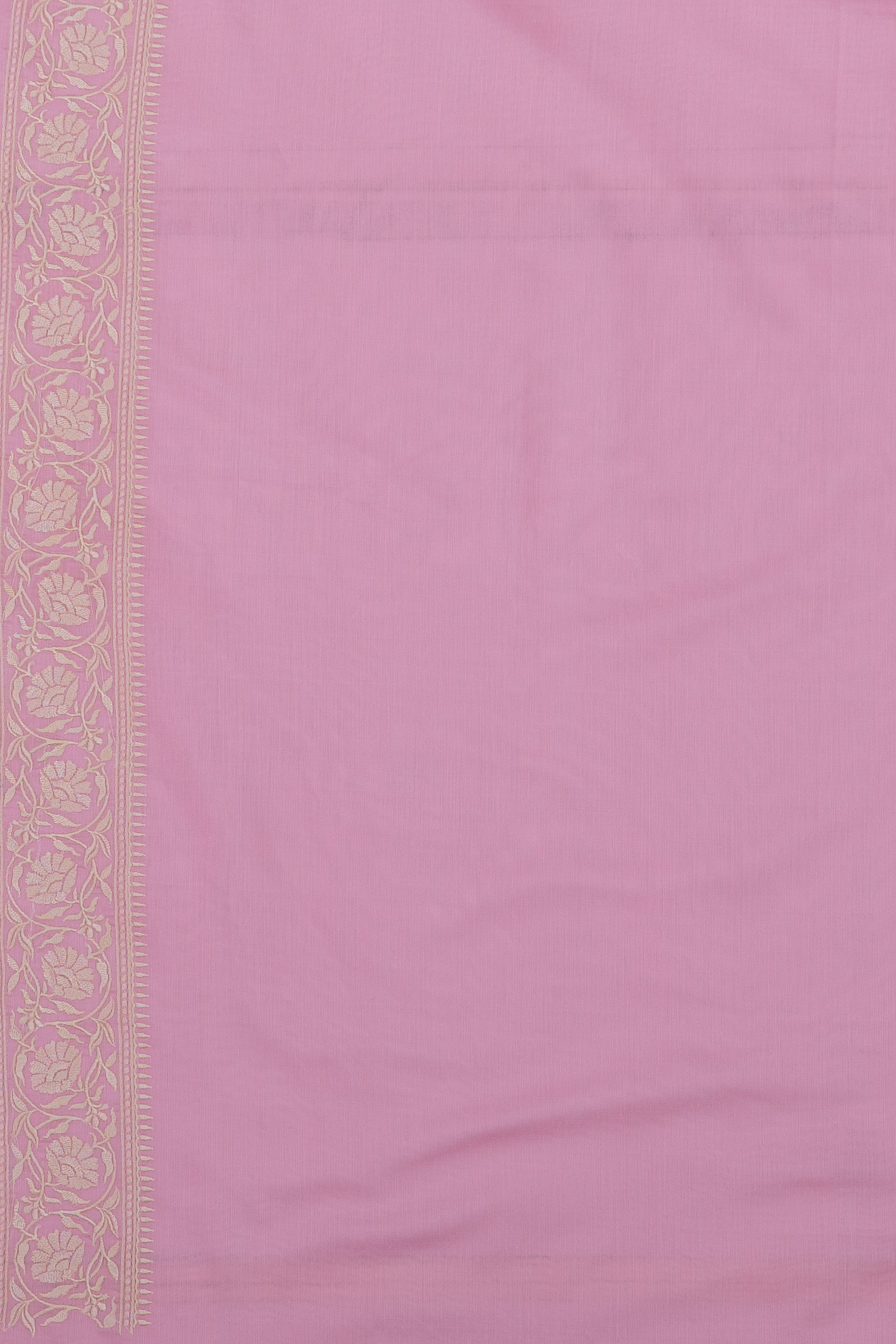 Pastel Pink Cotton Saree with Resham threadwork and butti