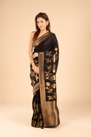 Black Dola Silk Saree