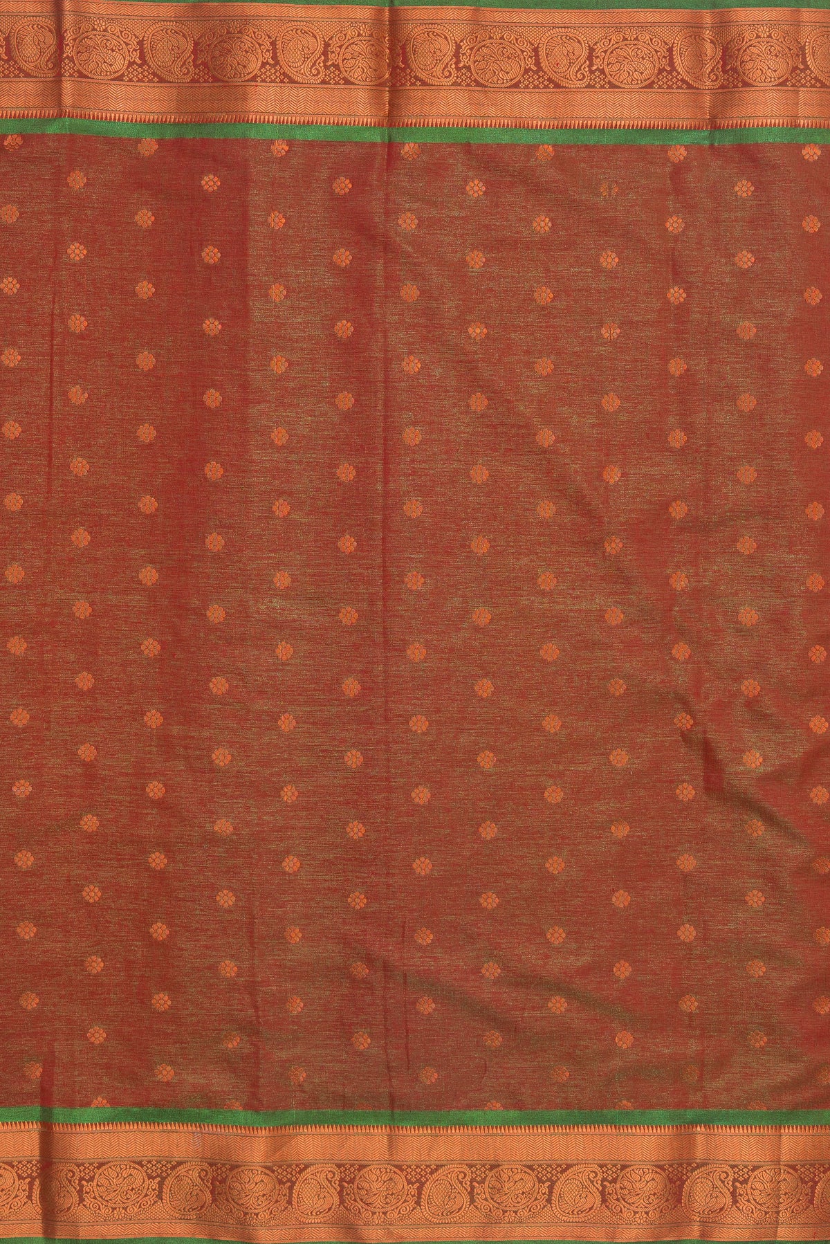 Dhoop Chaon Mehndi Green Soft Silk Paithani Saree with Copper Zari Kalanjali Butti