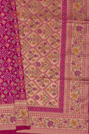 Dusty Pink Tussar Silk Patola Saree with Resham Threadwork Pallu
