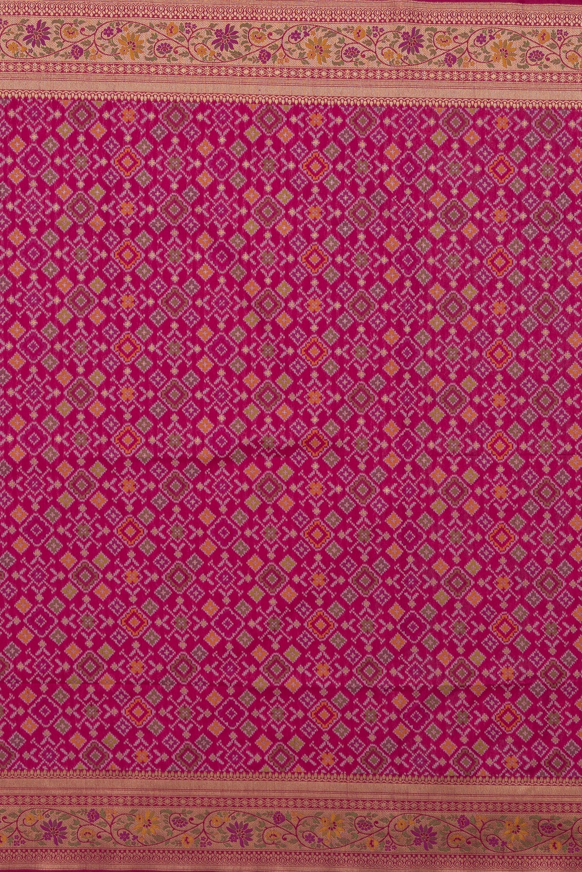 Dusty Pink Tussar Silk Patola Saree with Resham Threadwork Pallu