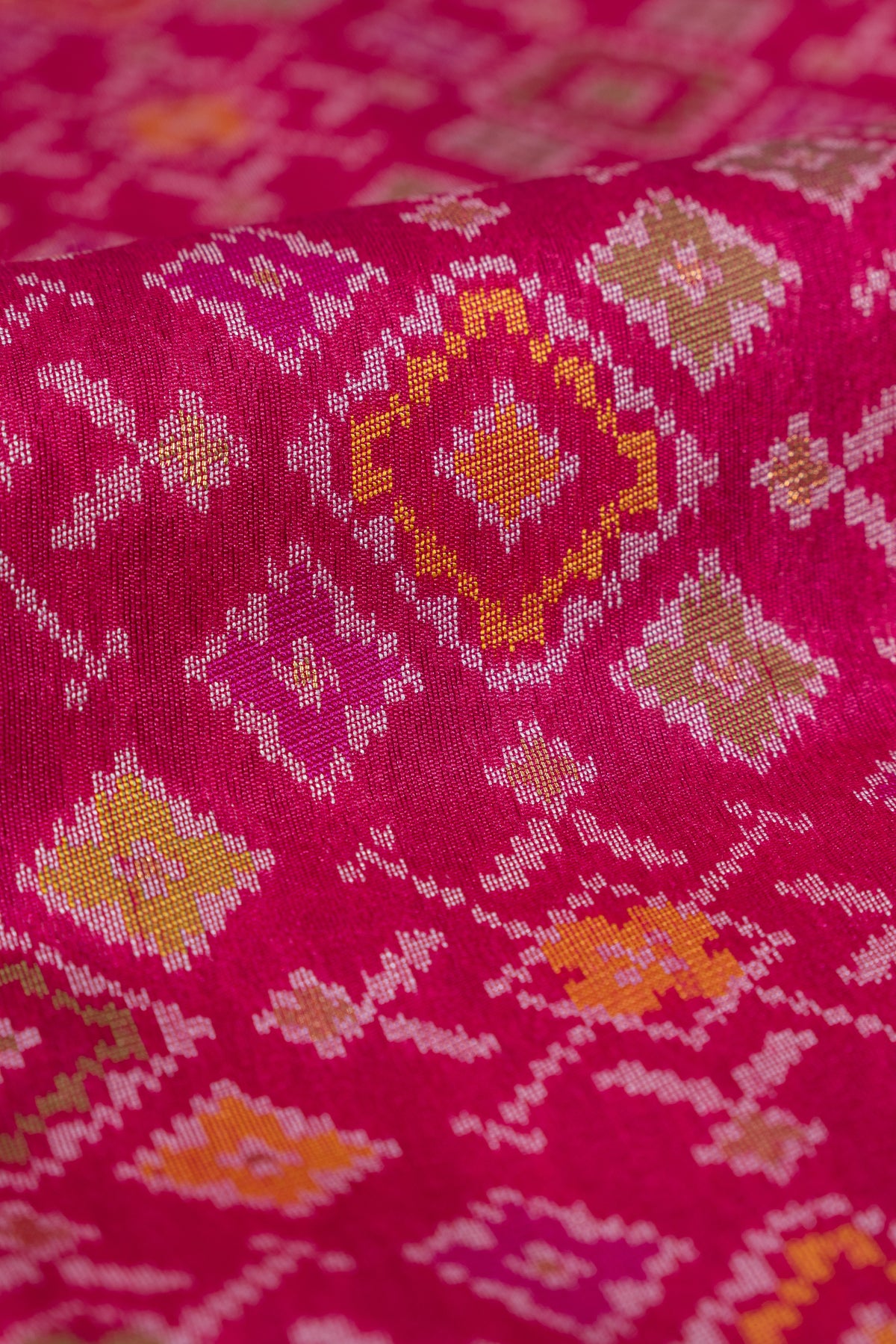 Dusty Pink Tussar Silk Patola Saree with Resham Threadwork Pallu