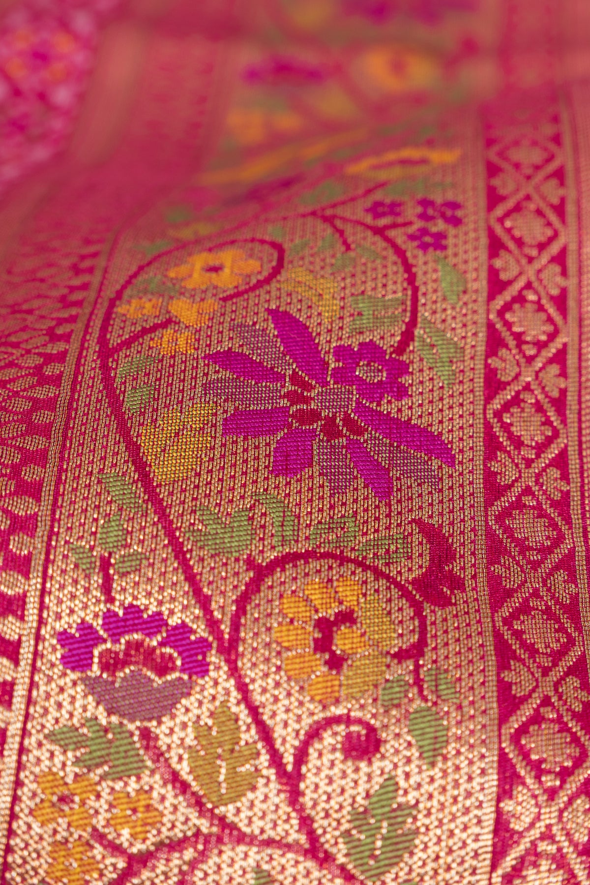 Dusty Pink Tussar Silk Patola Saree with Resham Threadwork Pallu