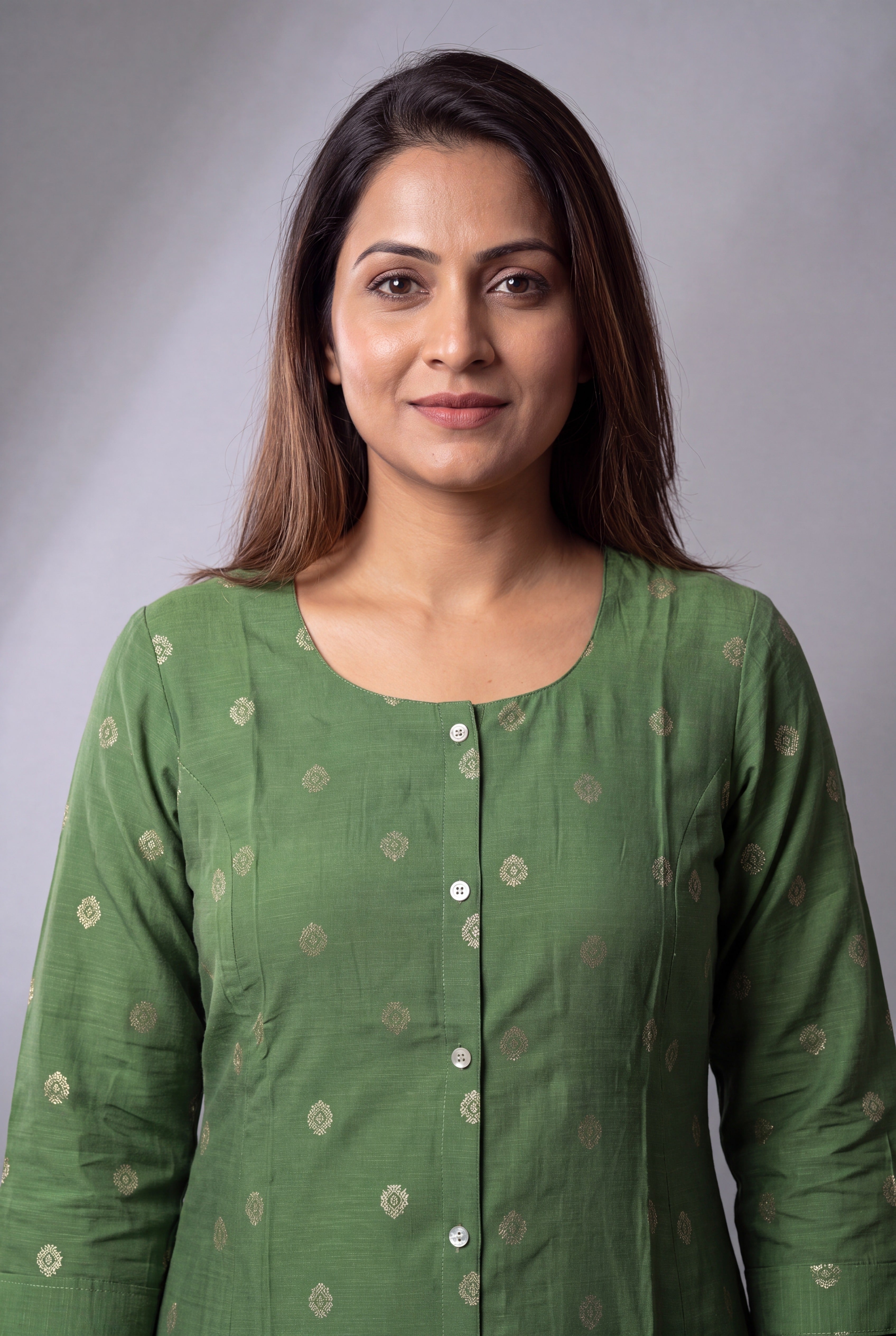 Forest Green Kusumamālā Co-ord Set with Silver Zari butti