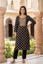 Black Cotton Kusumavali Kurti