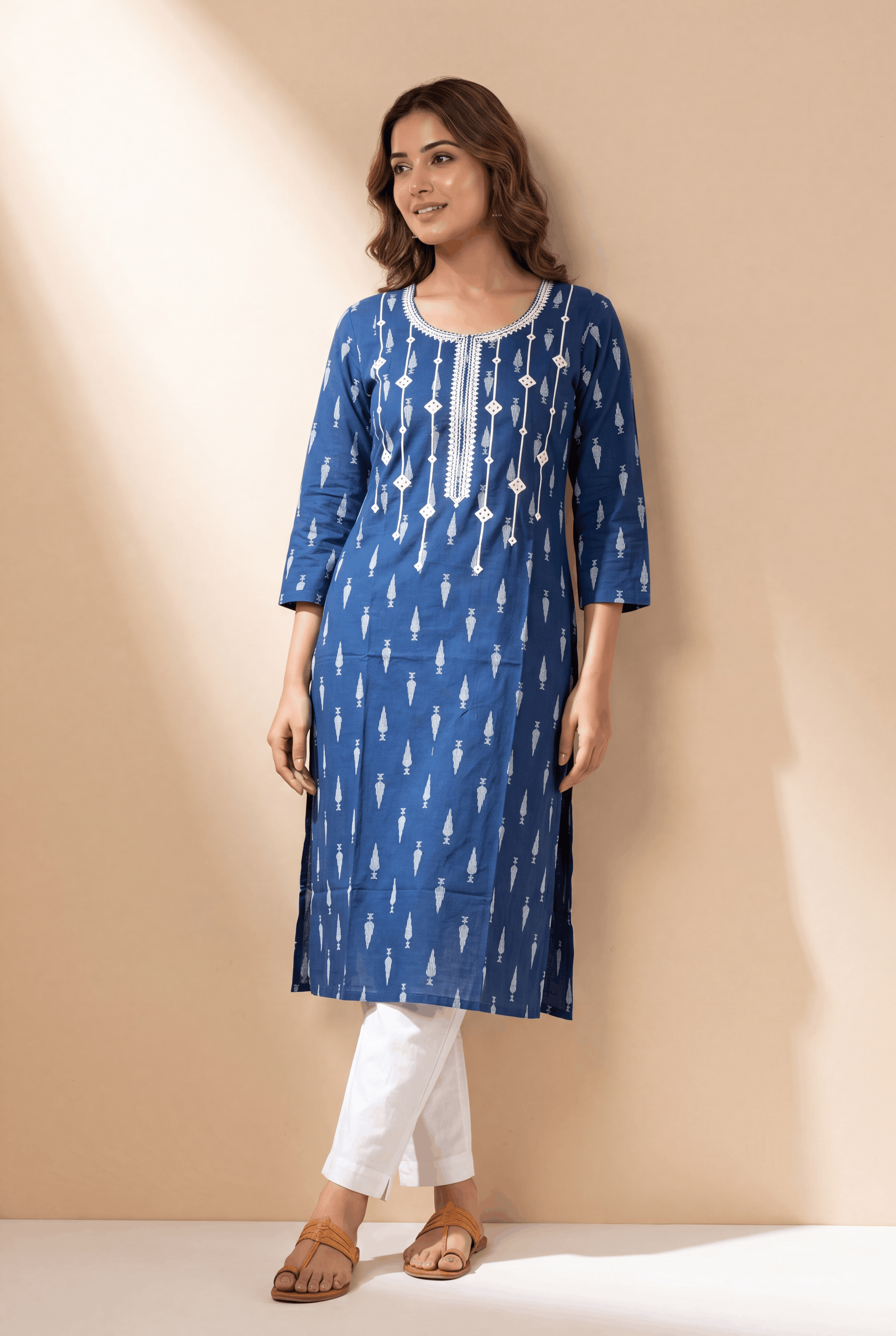 Indigo Blue Nilambara Kurti with Chikankari Work